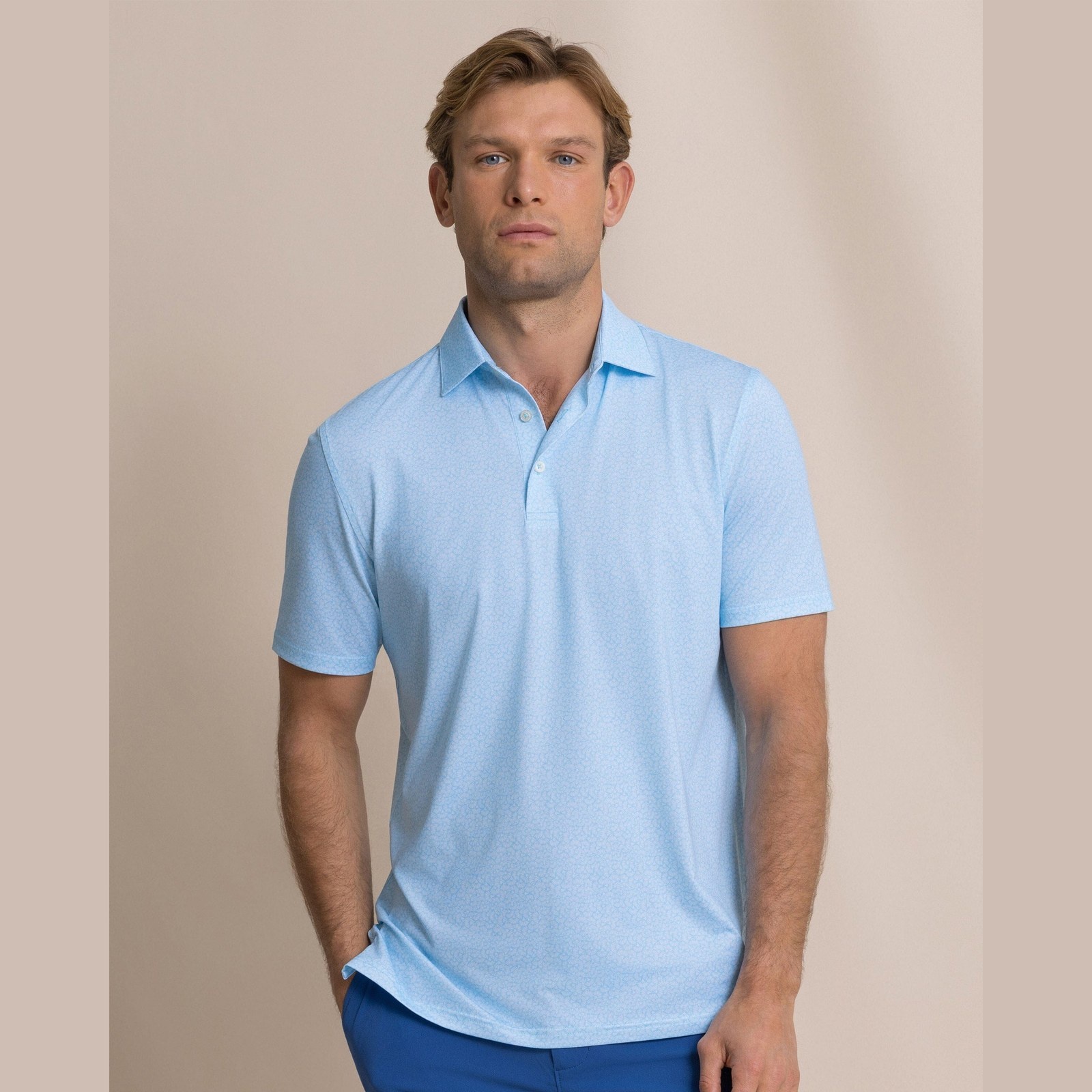 Southern Tide Southern Tide Driver Paradise Shores Printed Polo - Tropical Breeze Blue
