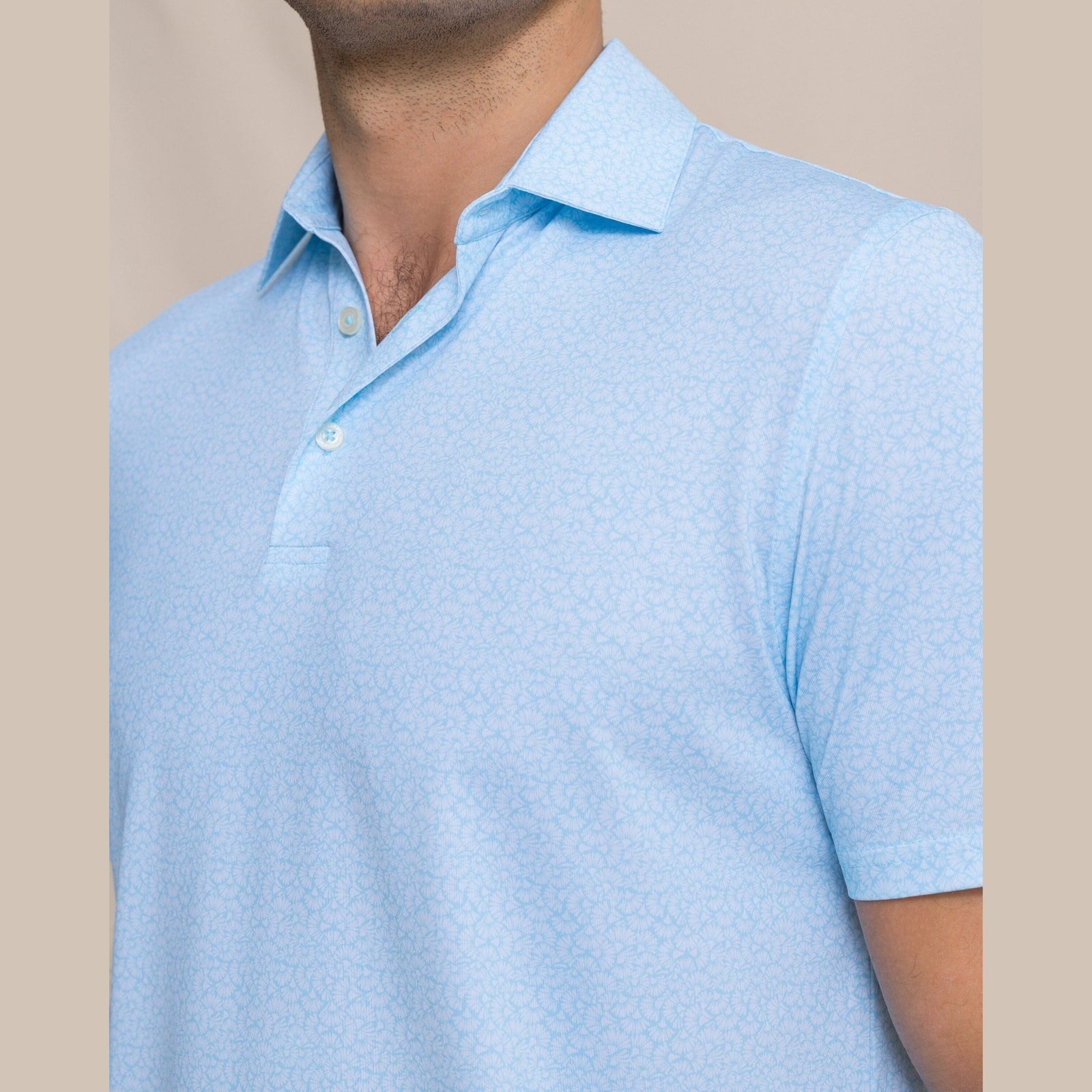 Southern Tide Southern Tide Driver Paradise Shores Printed Polo - Tropical Breeze Blue