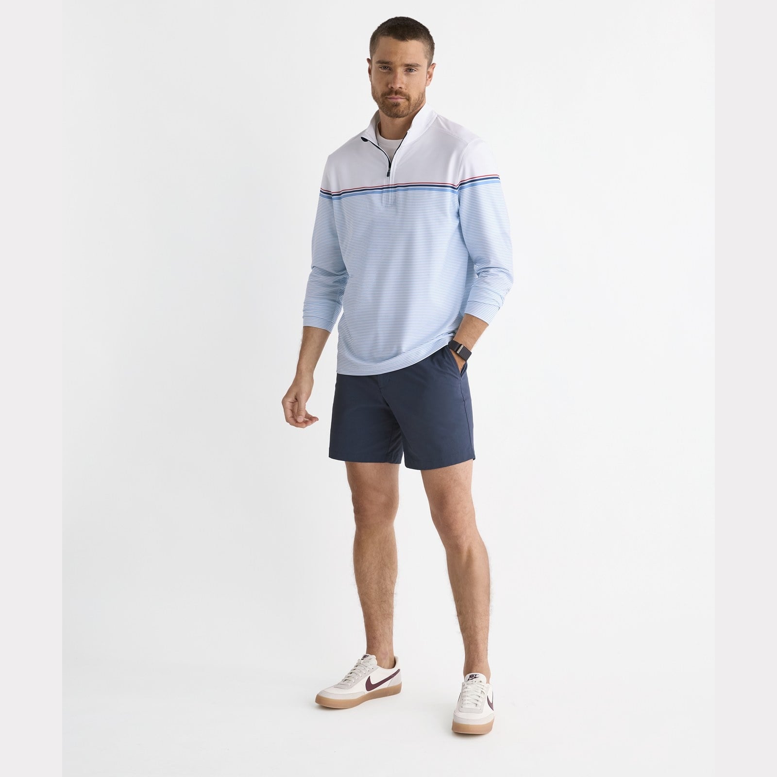 VINEYARD VINES Vineyard Vines Performance Club Quarter Zip - RWB Micro Stripe