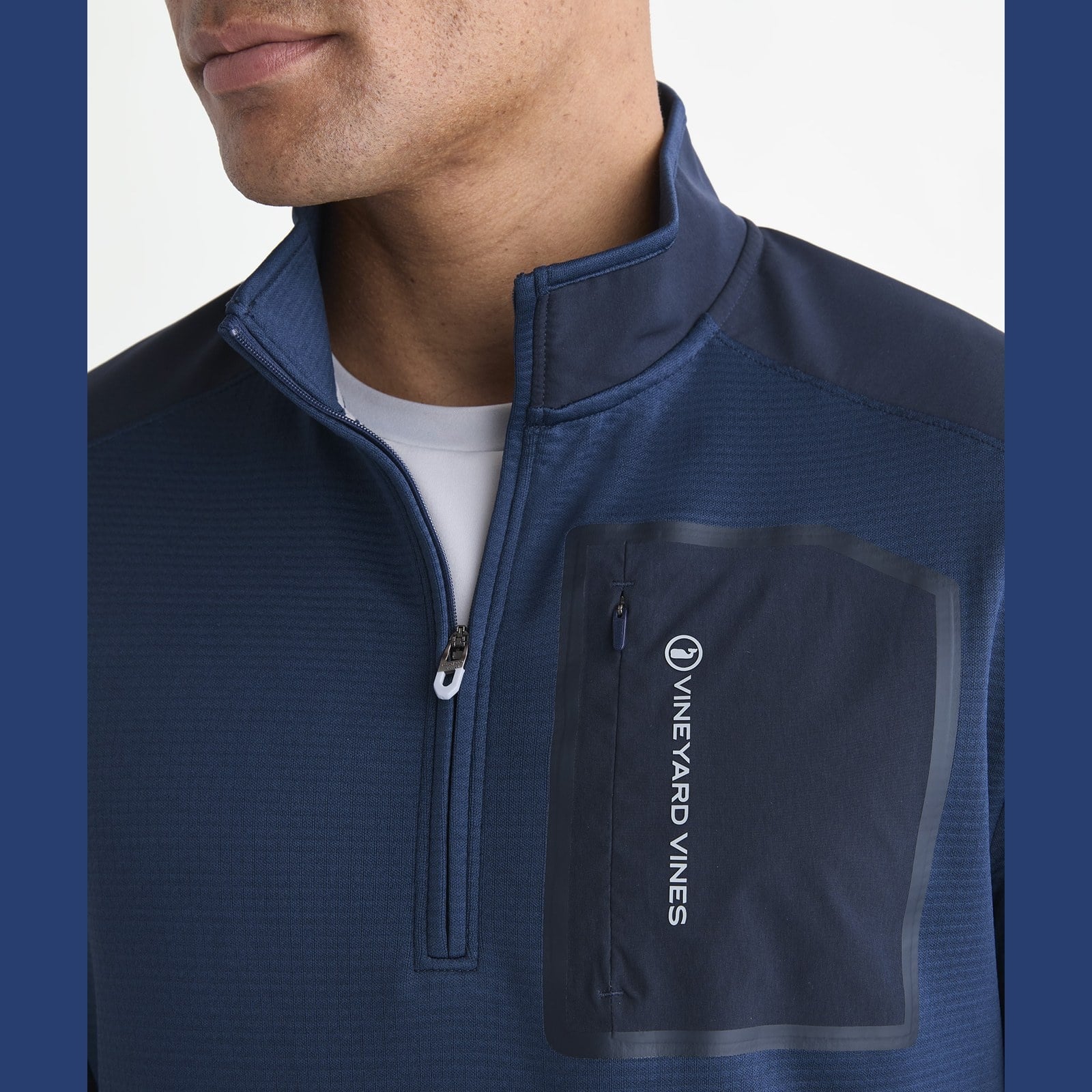 VINEYARD VINES Vineyard Vines Grid Tech Quarter Zip - Blue Blazer