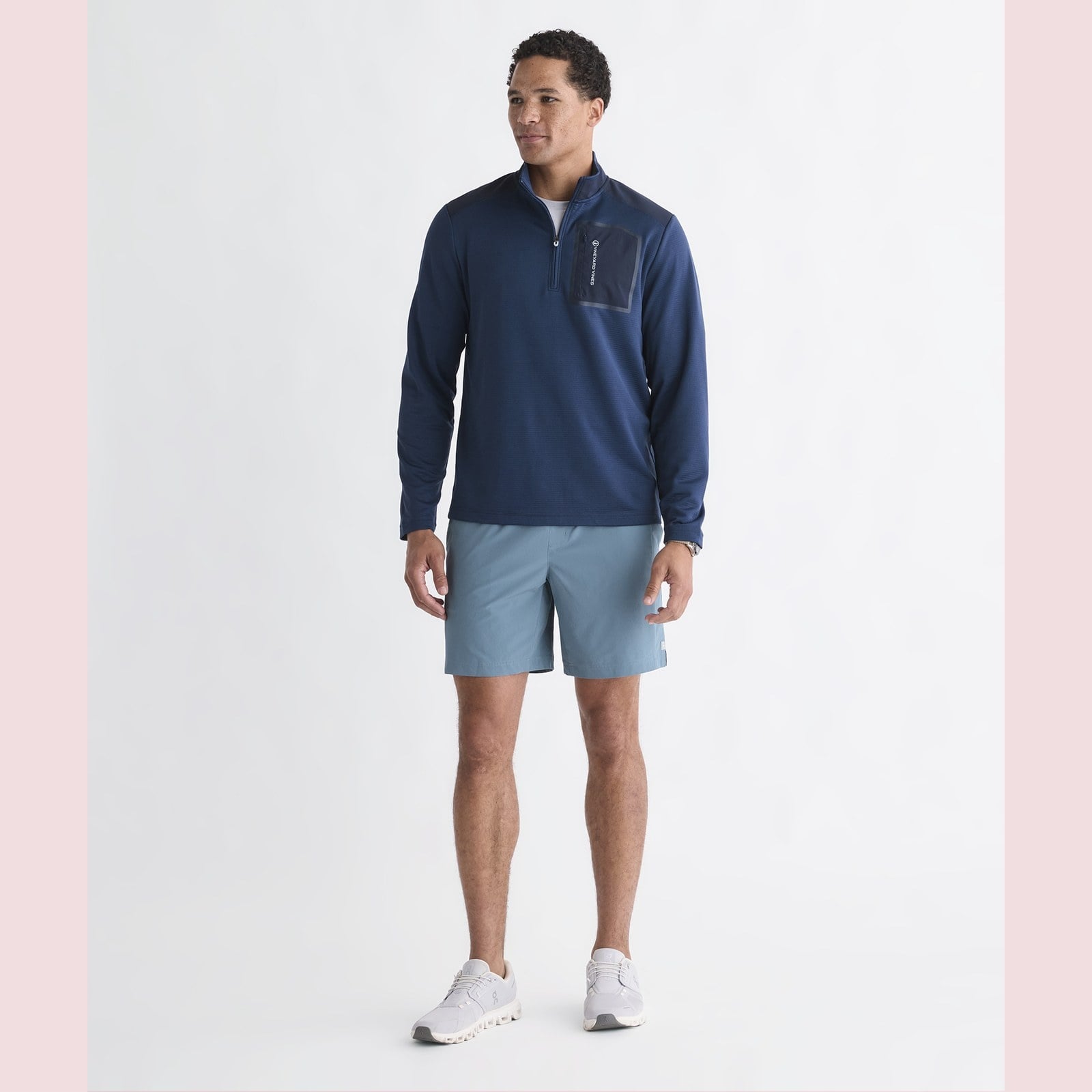 VINEYARD VINES Vineyard Vines Grid Tech Quarter Zip - Blue Blazer