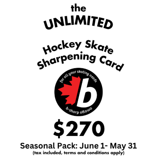 b-sharp ottawa Unlimited Family Hockey Skate Sharpening Card