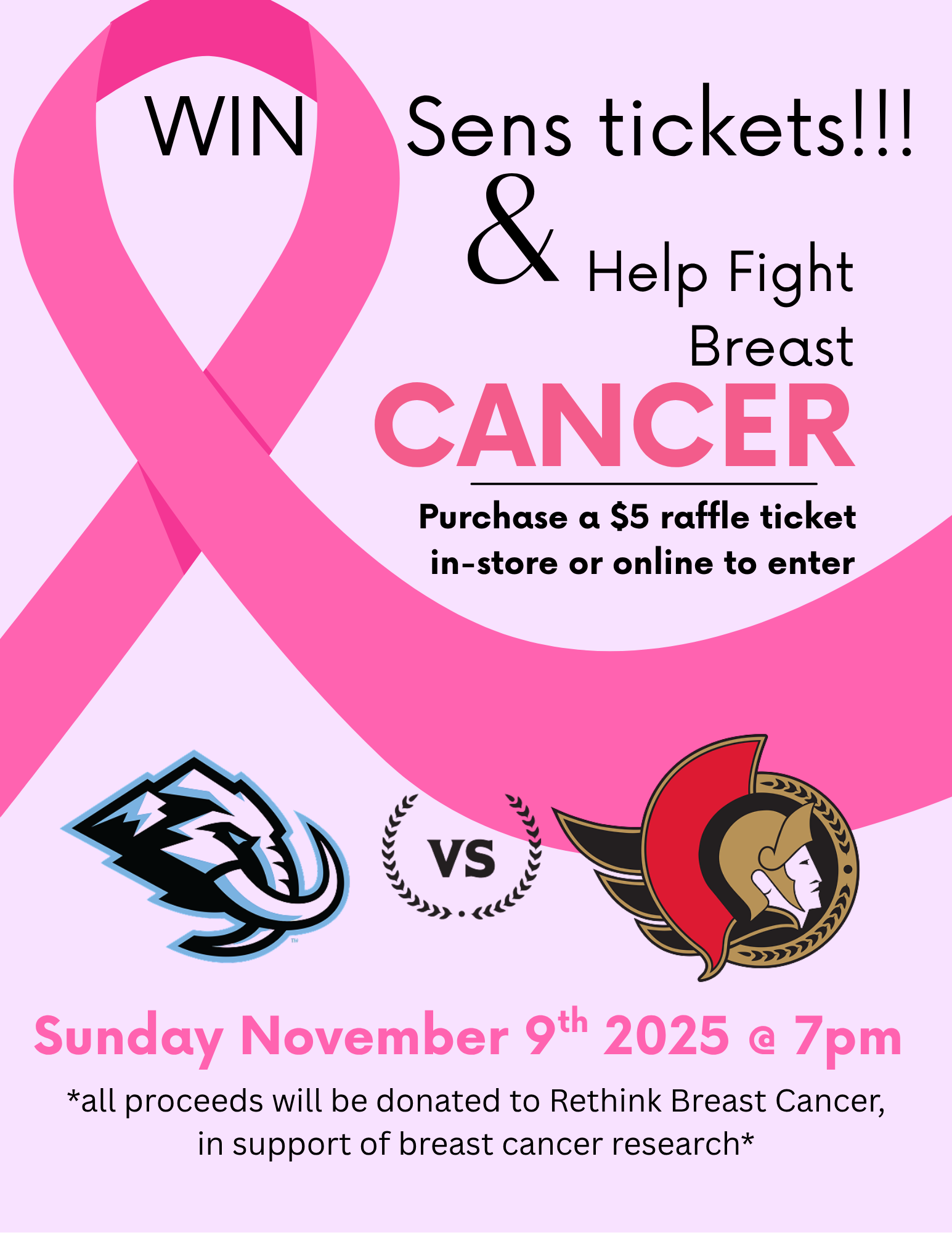 Sens Breast Cancer Raffle - b-sharp ottawa inc.