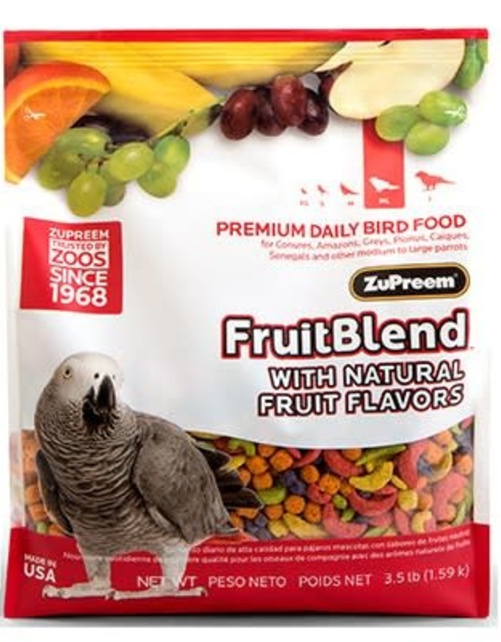 ZUPREEM ZUPREEM- FRUIT BLEND- PELLETED DIET- 10X4X14- 3.5 LB- PARROT/CONURE