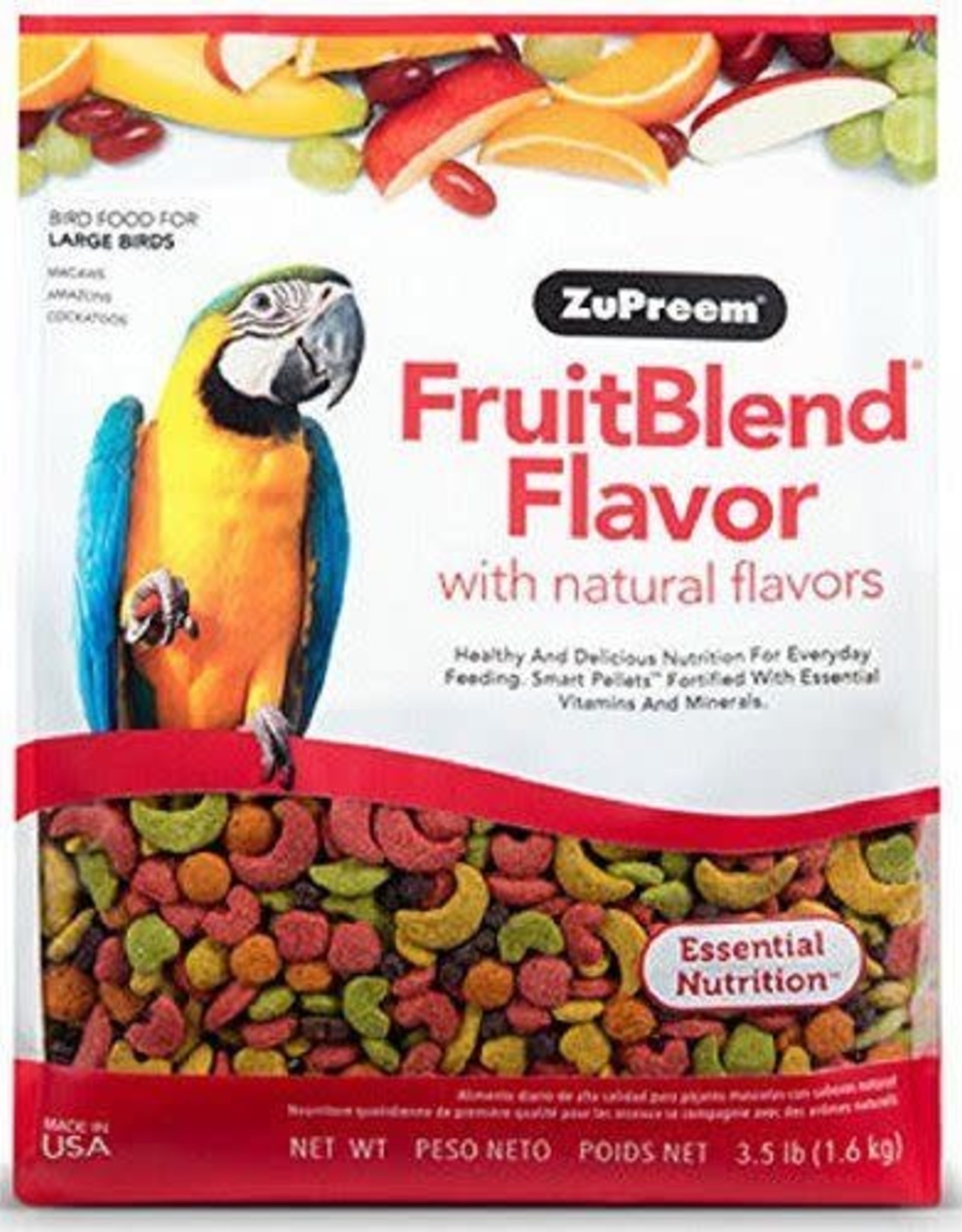 ZUPREEM ZUPREEM- FRUIT BLEND- PELLETED DIET- 10X4X14- 3.5 LB- LARGE PARROT