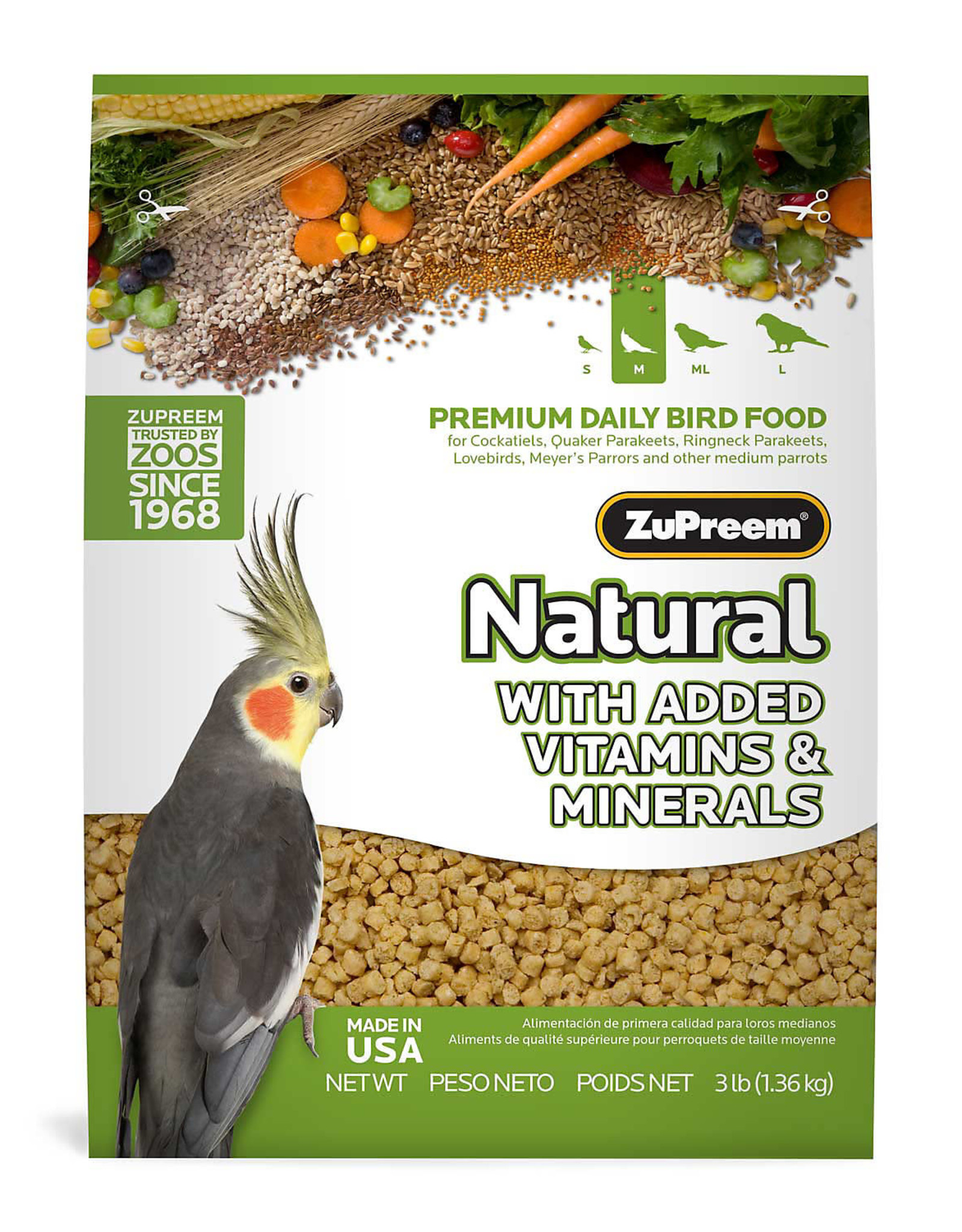 ZUPREEM ZUPREEM- NATURAL- PELLETED DIET- 8X6X3- 2.5 LB- COCKATIEL