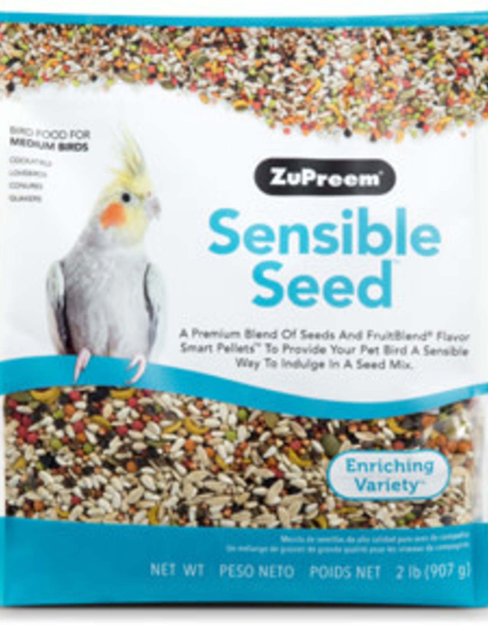 ZUPREEM ZUPREEM- SENSIBLE SEED- PELLET/SEED MIX- 8X6X3- 2 LB- MEDIUM BIRD
