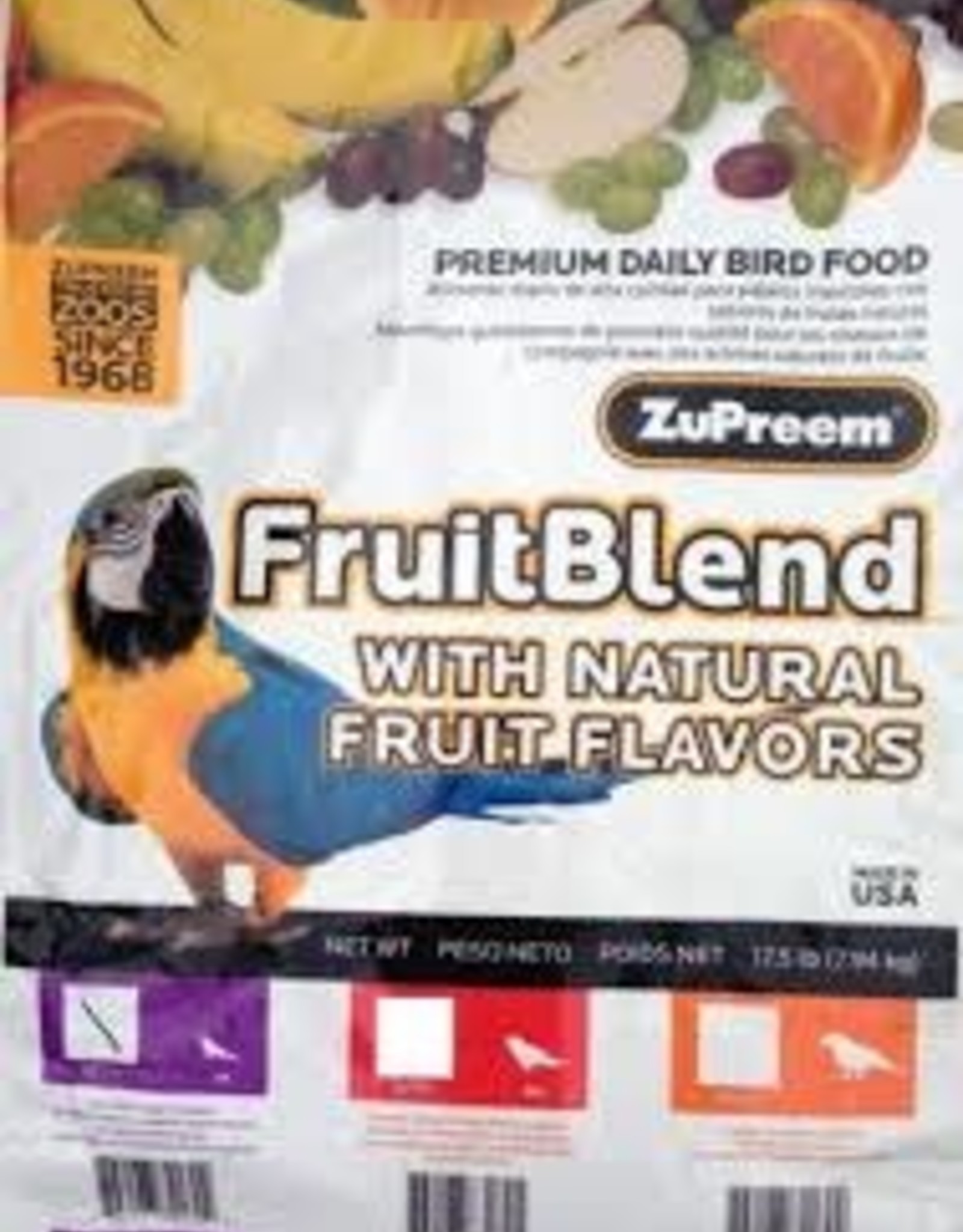 ZUPREEM BIN #33- ZUPREEM- FRUIT BLEND- PELLETED DIET- 30X18X6- 17.5 LB- MEDIUM