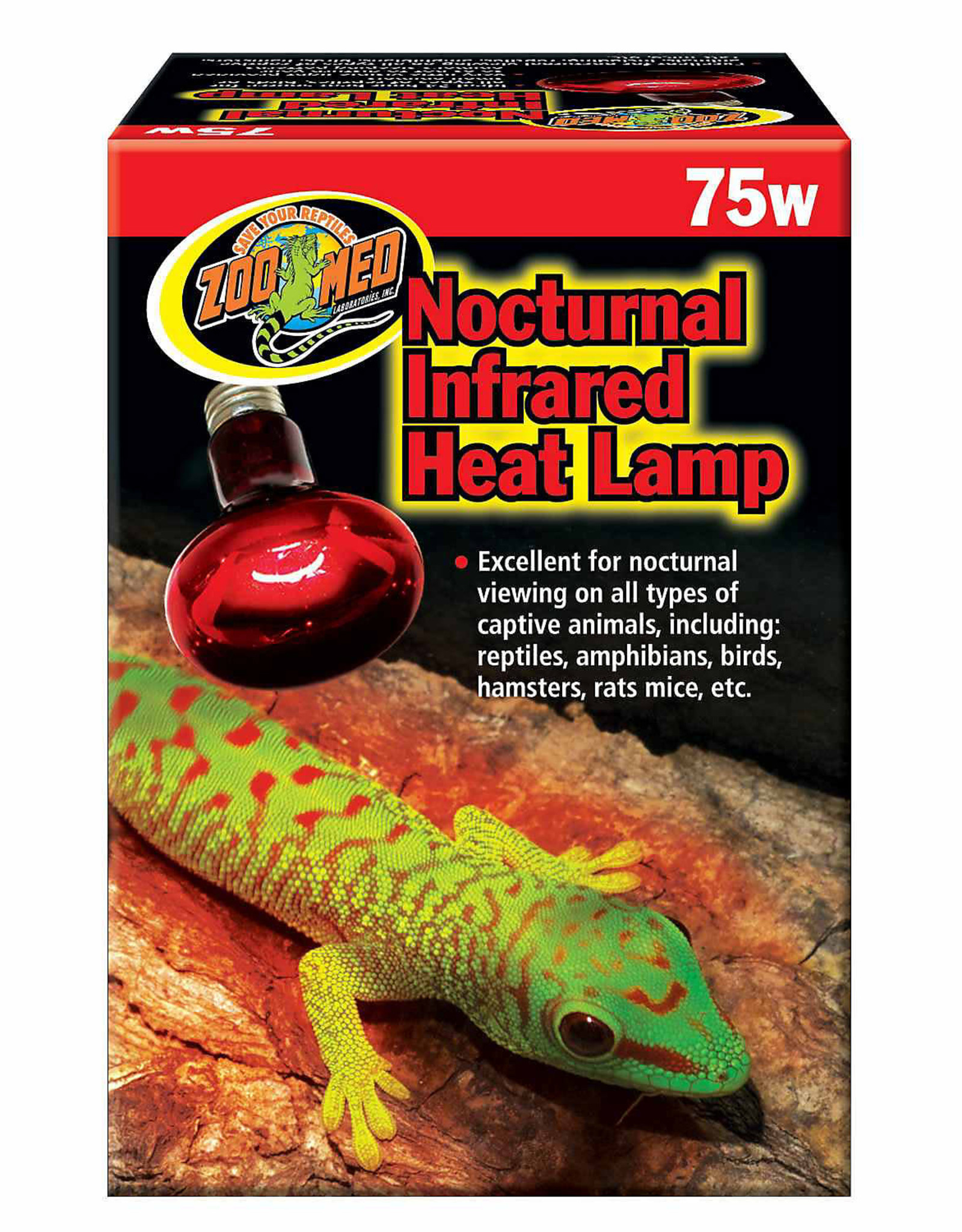 ZOO MED LABORATORIES, INC. ZOO MED- RS-75- NOCTURNAL- INFRARED- HEAT LAMP/BULB- 3X3X4- 75W