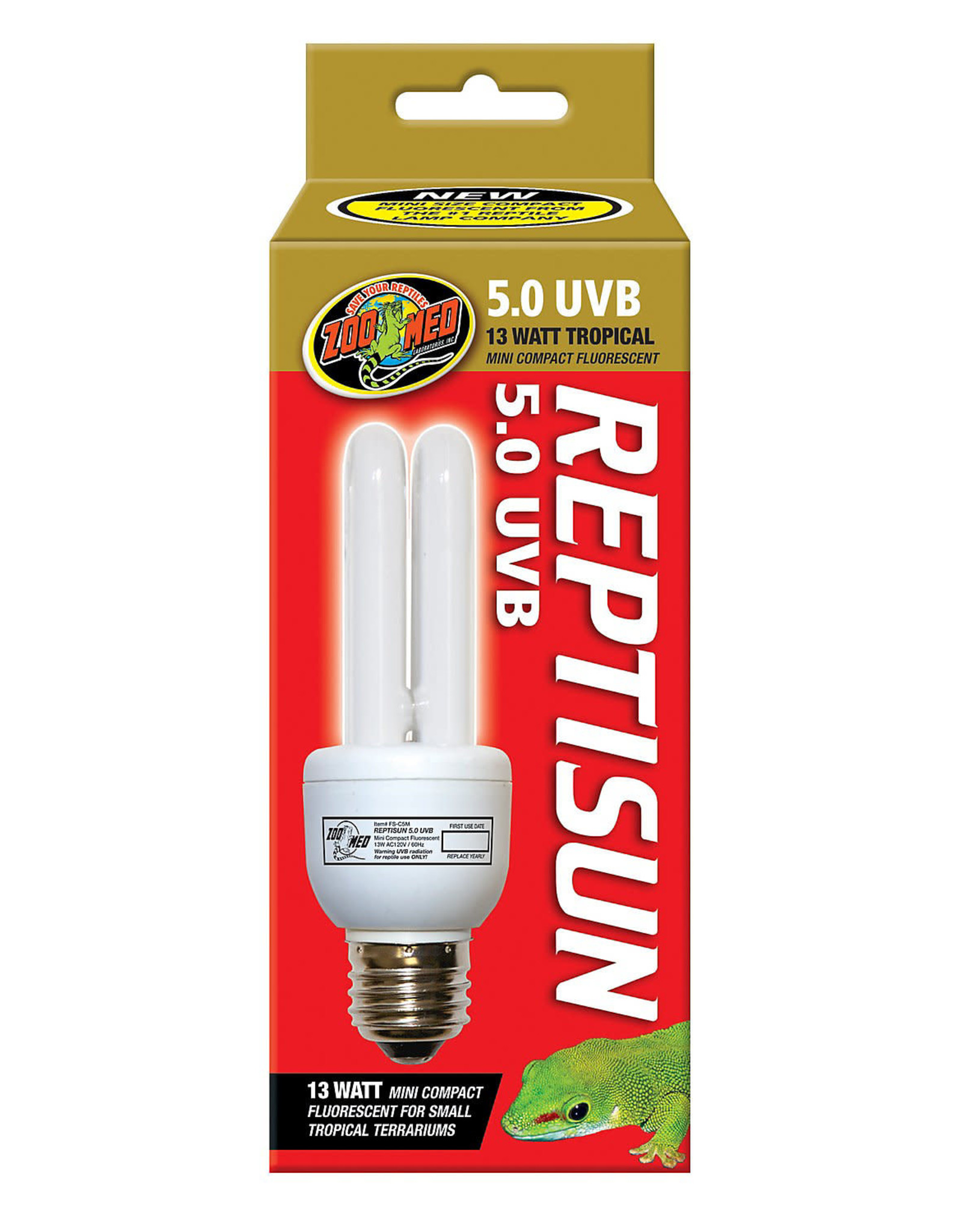 ZOO MED LABORATORIES, INC. ZOO MED- FS-C5M-REPTISUN- 5.0 UVB- COMPACT BULB- 3X3X6- TROPICAL- MINI