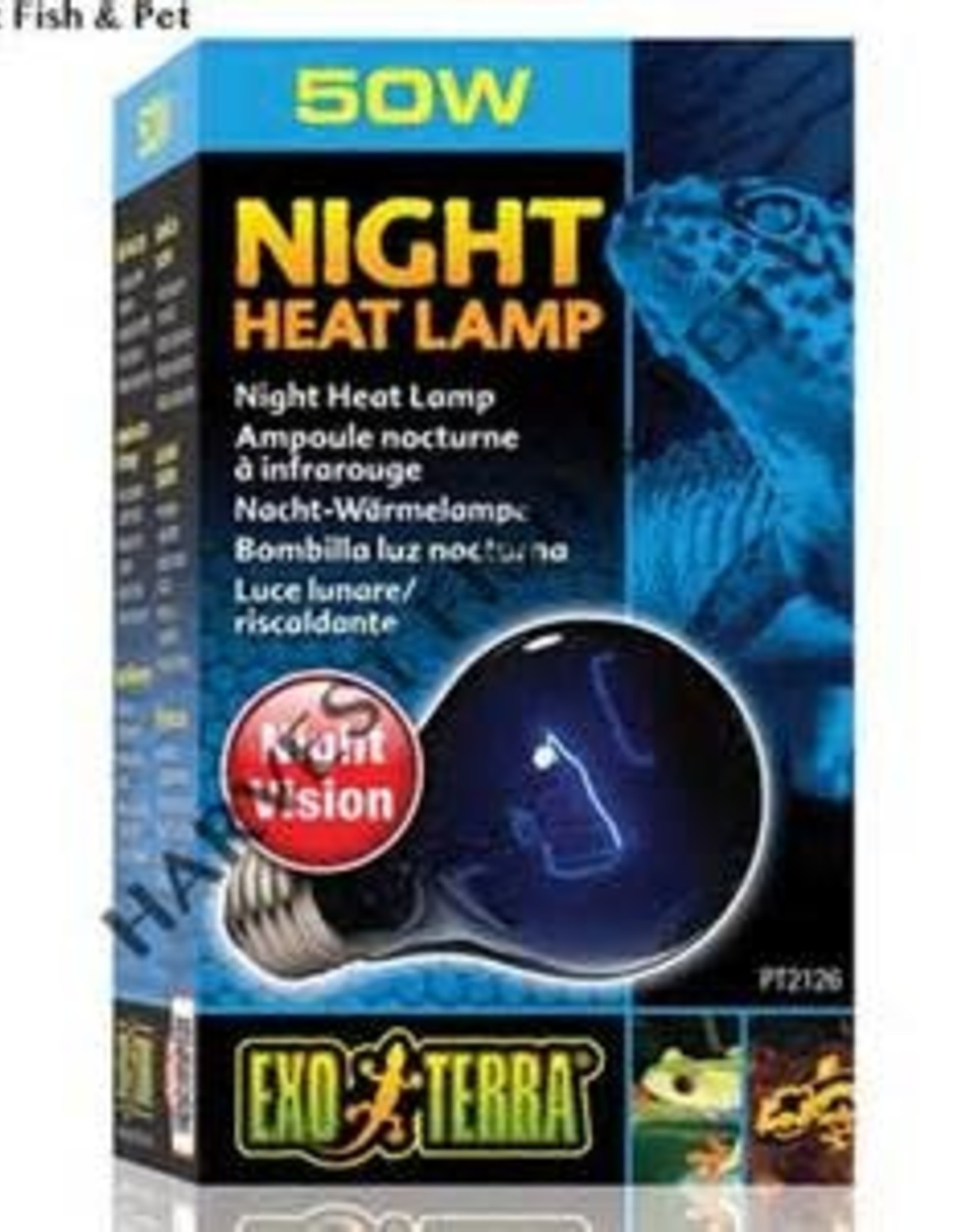 EXO TERRA EXO TERRA- PT2126- NIGHT HEAT- MOONLIGHT LAMP/BULB- BLUE GLASS- 3X3X5- 50W