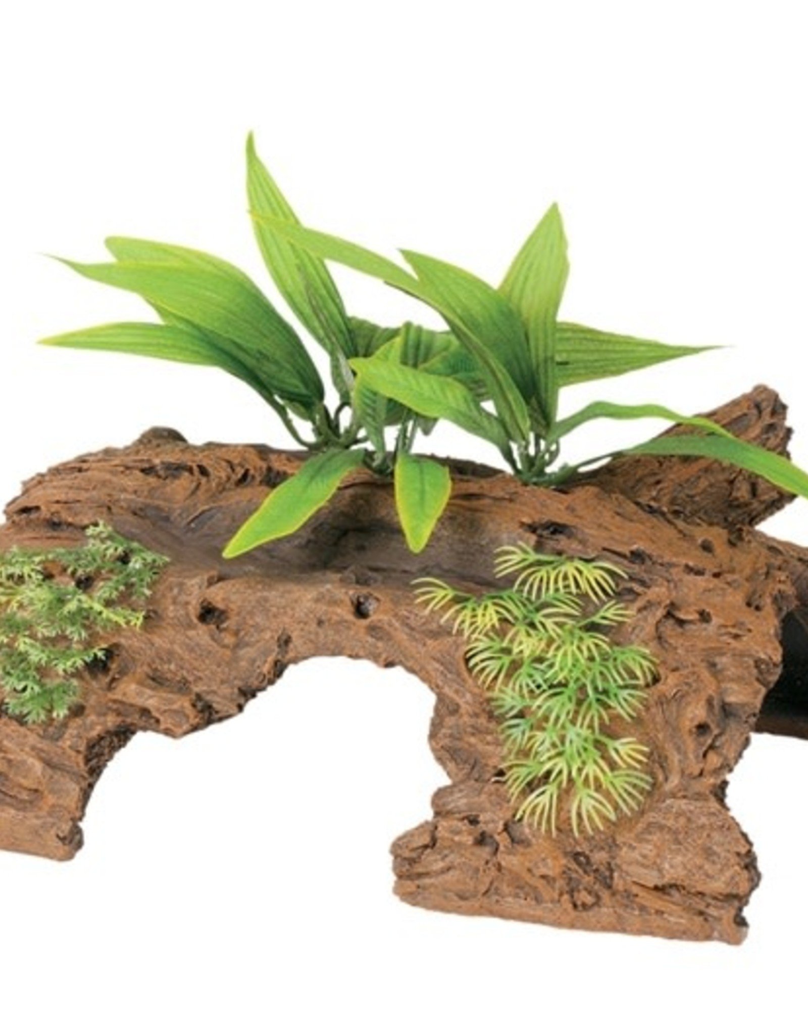 MARINA MARINA-12260- POLY RESIN- NATURALS- MALAYSIAN DRIFTWOOD- 1/2 LOG- WITH PLANTS- 1/2 LOG- 10X6.5X4- LARGE