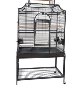 HQ HQ- 73823WH- BIRD CAGE- POWDER COATED- OPEN CROWN TOP- 38X23X69- PLATINUM/WHITE