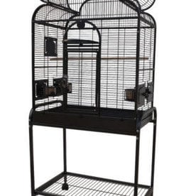 HQ HQ- 82818WH- BIRD CAGE- POWDER COATED- OPEN SCROLL TOP- WITH STAND- 28X18X56- PLATINUM/WHITE
