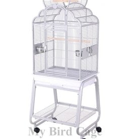 HQ HQ- 92217CWH- BIRD CAGE- POWDER COATED- VICTORIAN- OPEN TOP- WITH STAND- 22X17X55- PLATINUM/WHITE