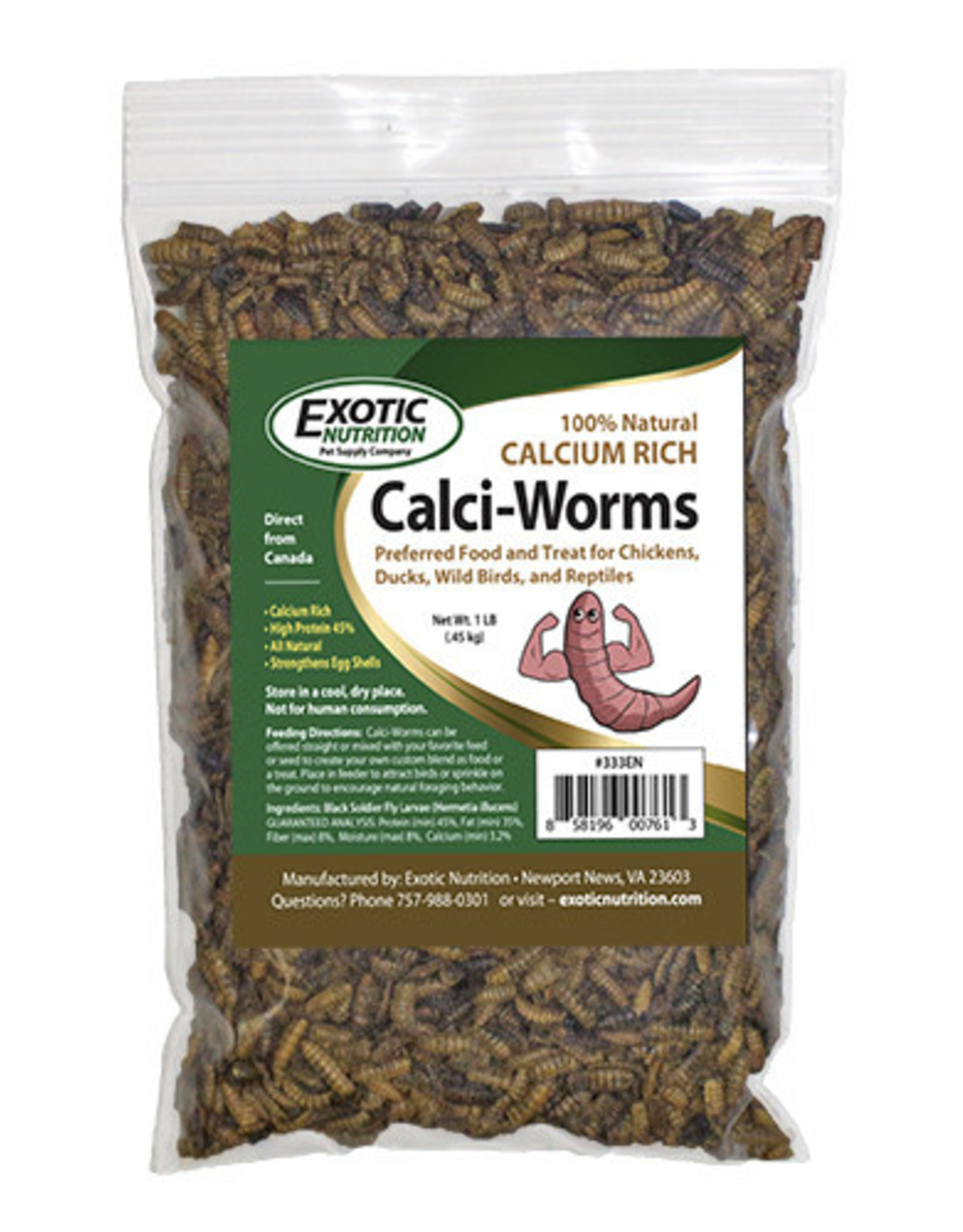 EN SKU 333EN CALCIWORMS, REPTIWORMS, SOLDIER FLY DRIED 1 LB Rhonda's