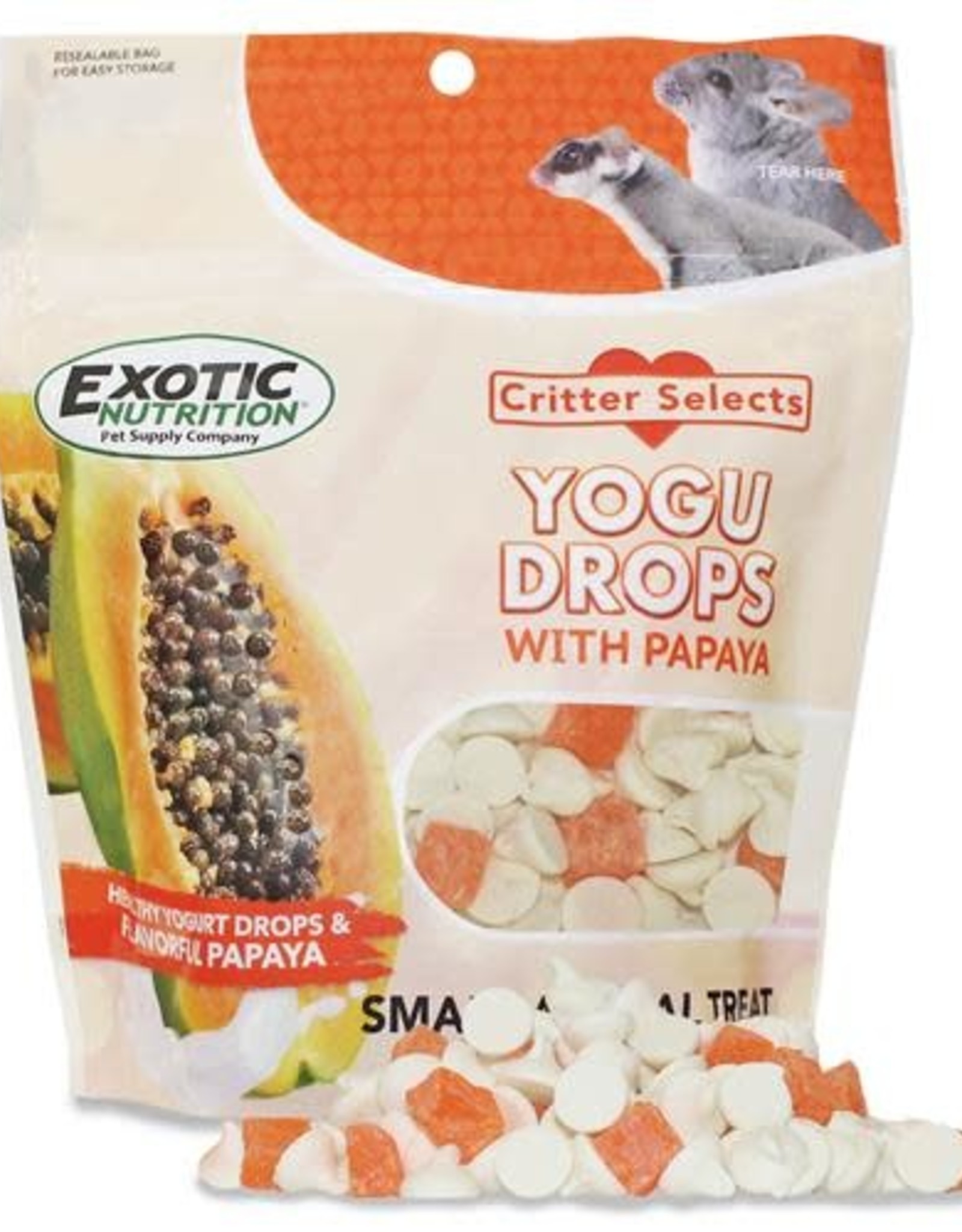 EXOTIC NUTRITION EXOTIC NUTRITION- EN1978- TREAT- 2X4X6- YOGURT DROPS WITH PAPAYA 4.5 OZ