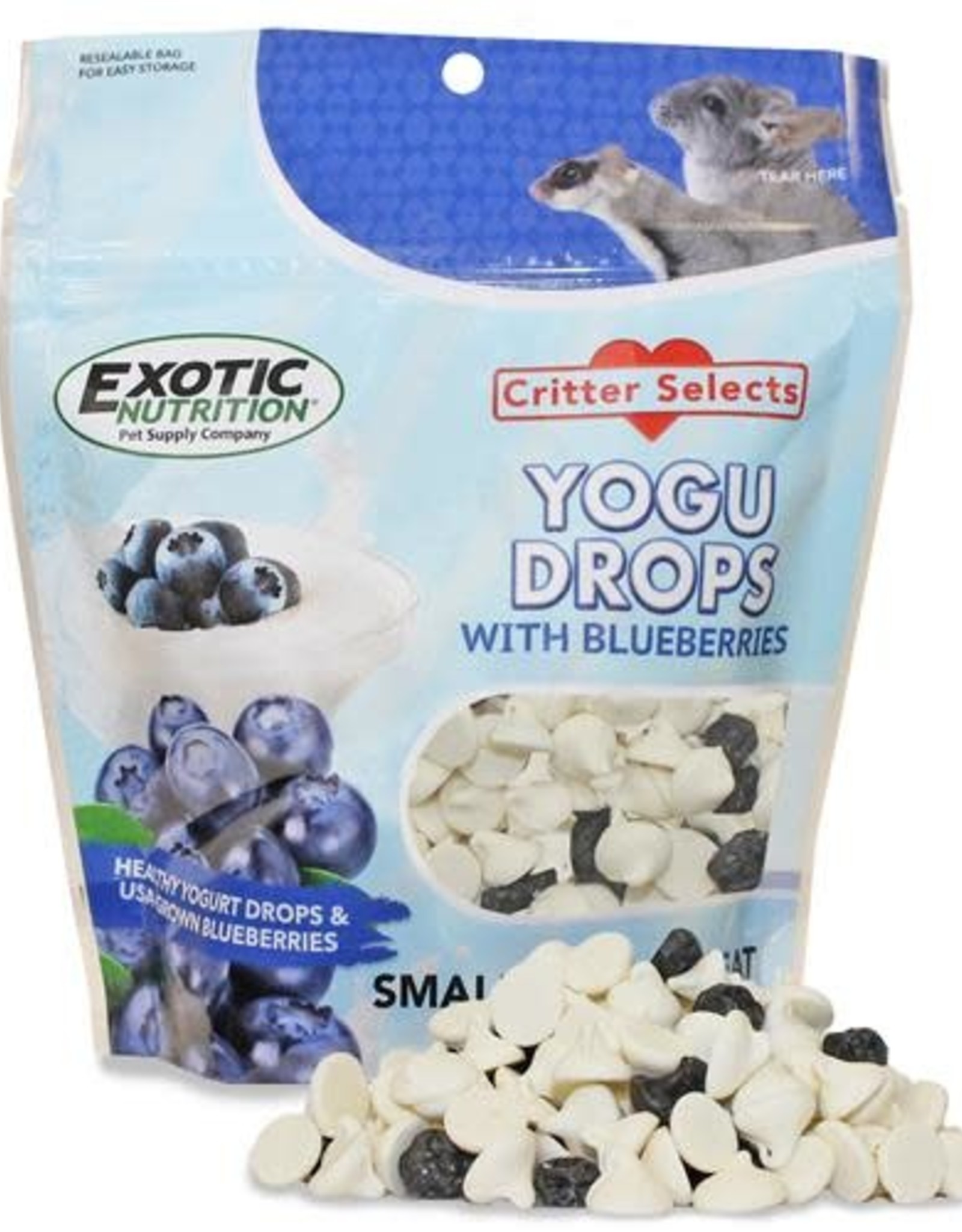 EXOTIC NUTRITION EXOTIC NUTRITION- EN1985- TREAT- 2X4X6- YOGURT DROPS WITH BLUEBERRY 4.5 OZ