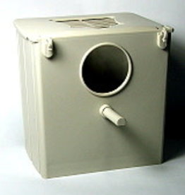 NEST BOX- PLASTIC- OUTSIDE/INSIDE- TALL- ROUND ENTRY- 5X5.25X4- FINCH