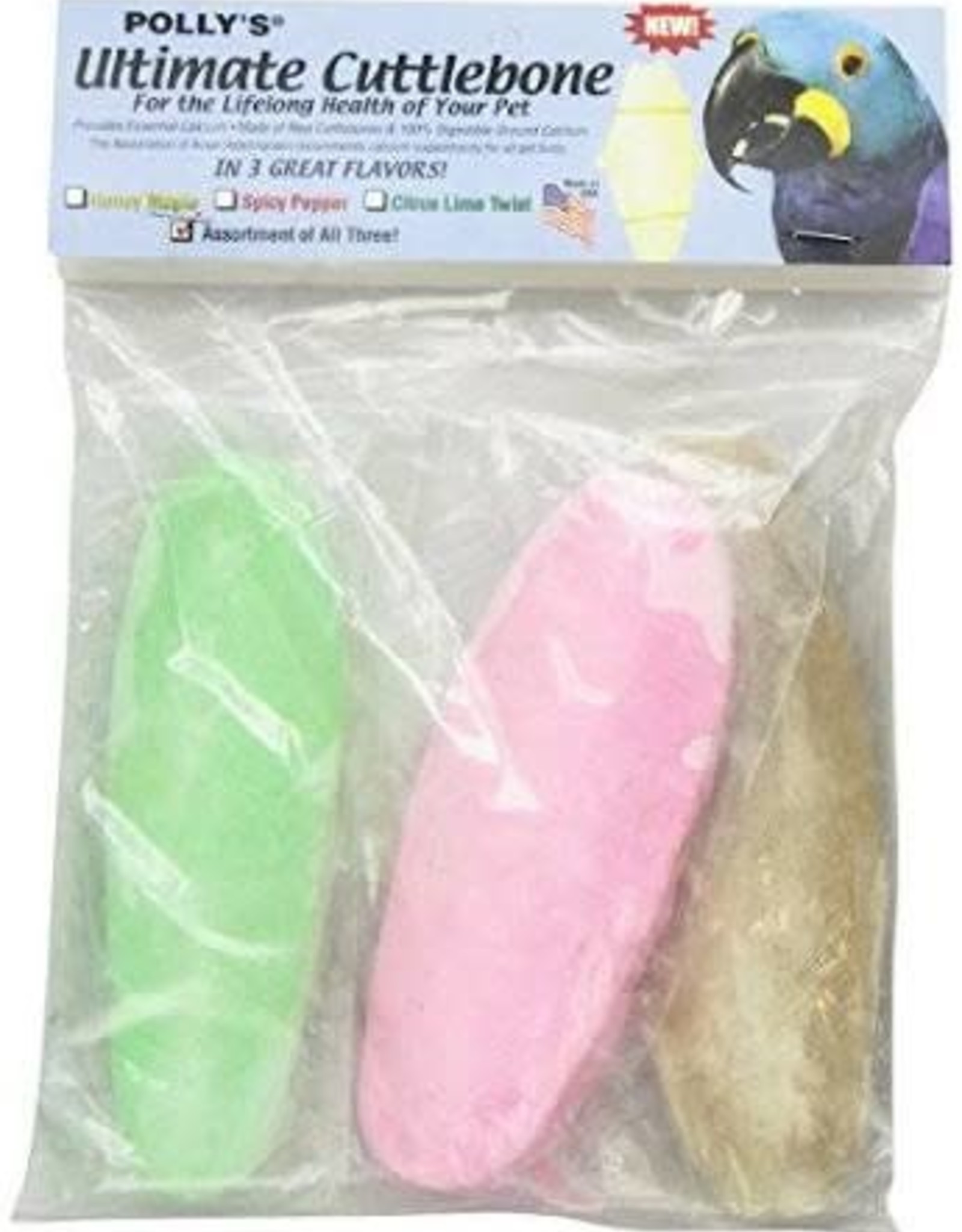 POLLY'S PET PRODUCTS INC PPP 50928- ULTIMATE CUTTLEBONE- 3 PK ASSORTED*