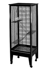 A&E CAGE CO. AE- SA2420- SMALL ANIMAL CAGE- POWDER COATED- 4 LEVEL CAGE ON CASTERS- 24X19X61- MEDIUM- PLATINUM/BLACK ACCENTS