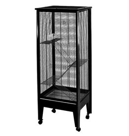 A&E CAGE CO. AE- SA2420- SMALL ANIMAL CAGE- POWDER COATED- 4 LEVEL CAGE ON CASTERS- 24X19X61- MEDIUM- PLATINUM/BLACK ACCENTS