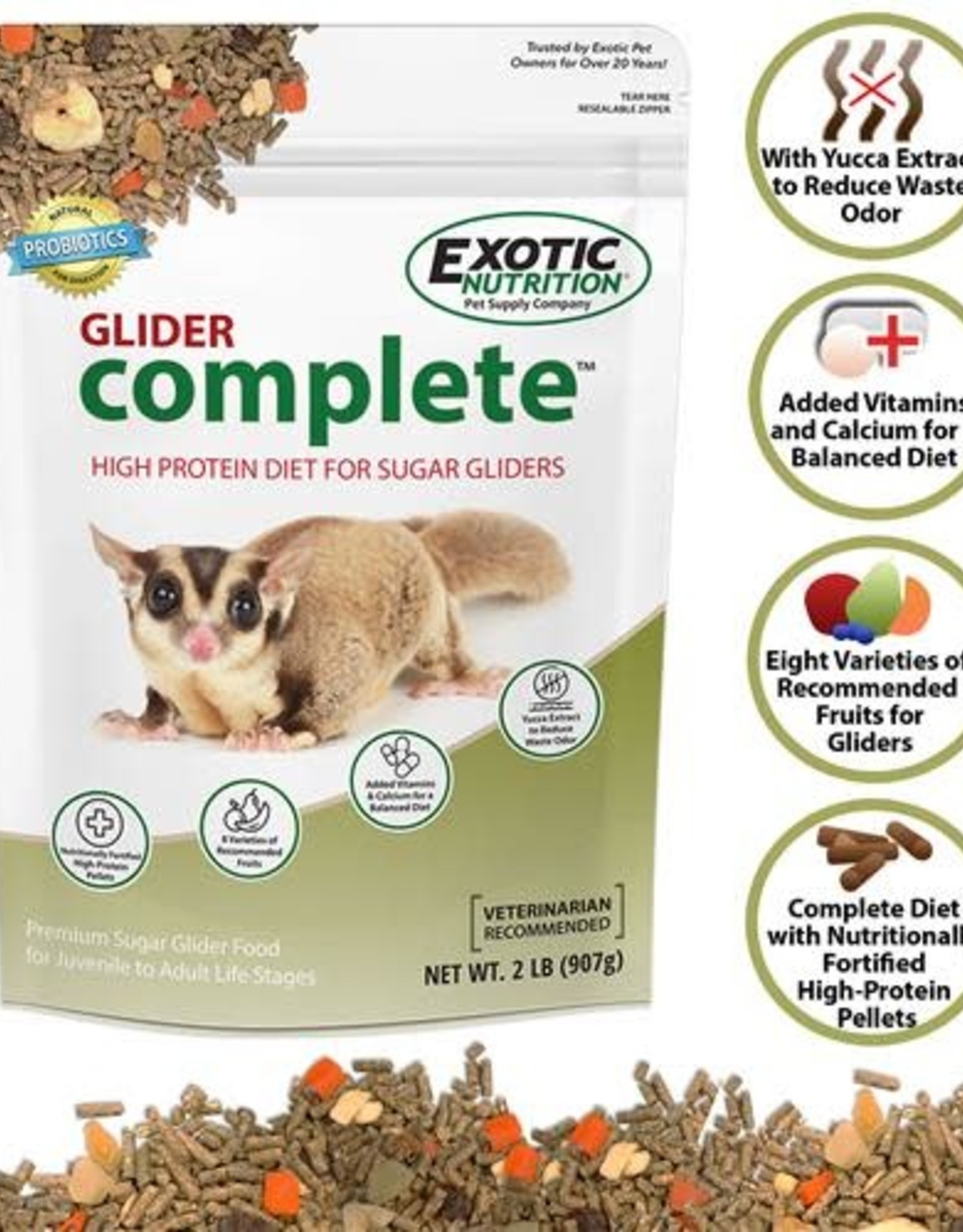 EXOTIC NUTRITION EN 56775- GLIDER COMPLETE- 12X16X6- SUGAR GLIDER DIET-  5 LB