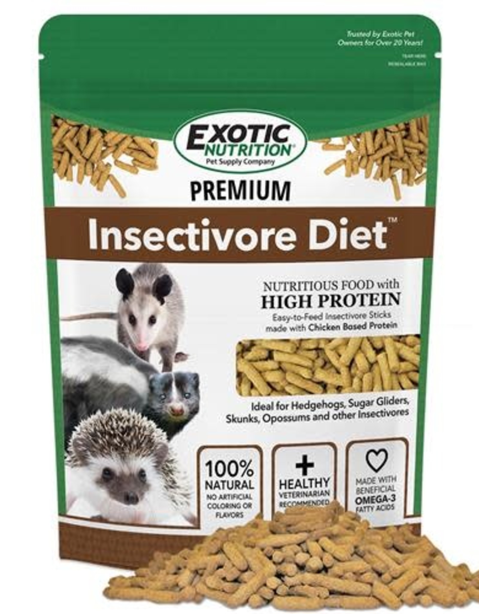EXOTIC NUTRITION EXOTIC NUTRITION- EN1725- PREMIUM- 6X8X3- INSECTIVORE DIET 1.25 LB