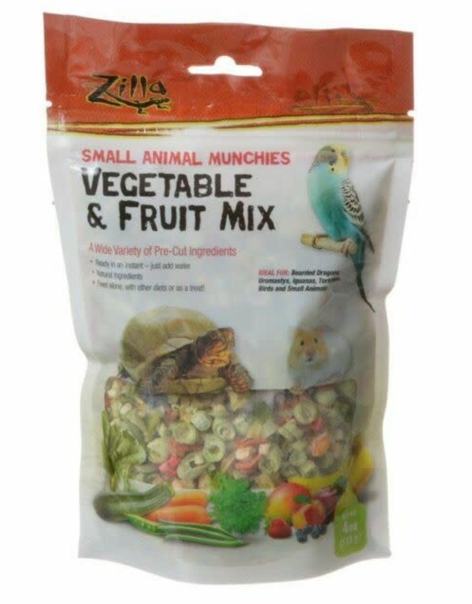 ZILLA PET PRODUCTS ZILLA- REPTILE MUNCHIES- 2X5X7- BIRD/SMALL ANIMAL- 4 OZ- VEGETABLE FRUIT