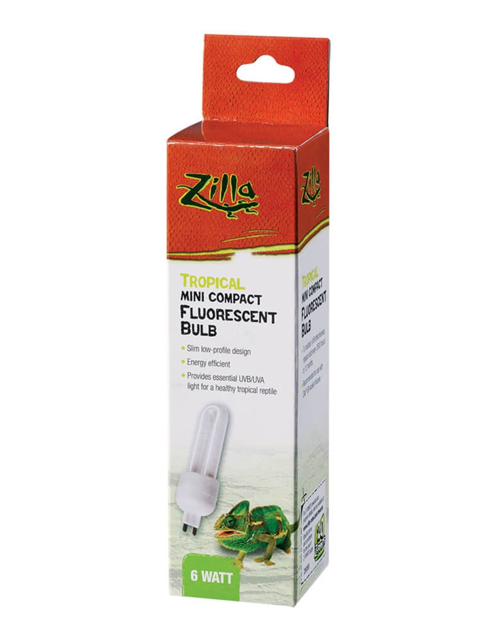 ZILLA PET PRODUCTS ZILLA- COMPACT FLORESCENT BULB- 5.63X1.38X1.38- UVB/UVA- 6W- MINI- TROPICAL