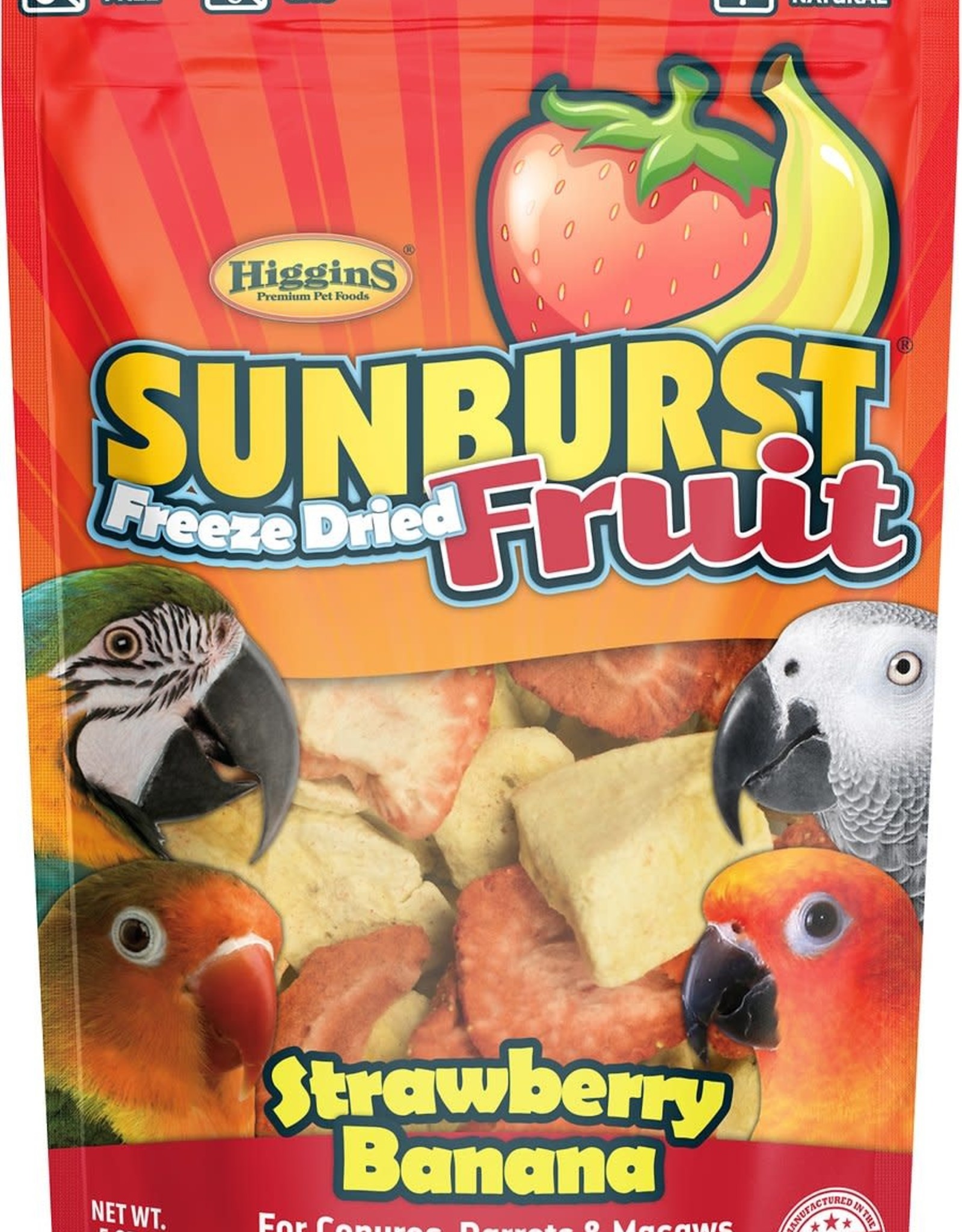HIGGINS PREMIUM PET FOODS HIGGINS- SUNBURST- 6X4X2- FREEZE DRIED FRUIT- STRAWBERRY/BANANA TREAT- 5 OZ