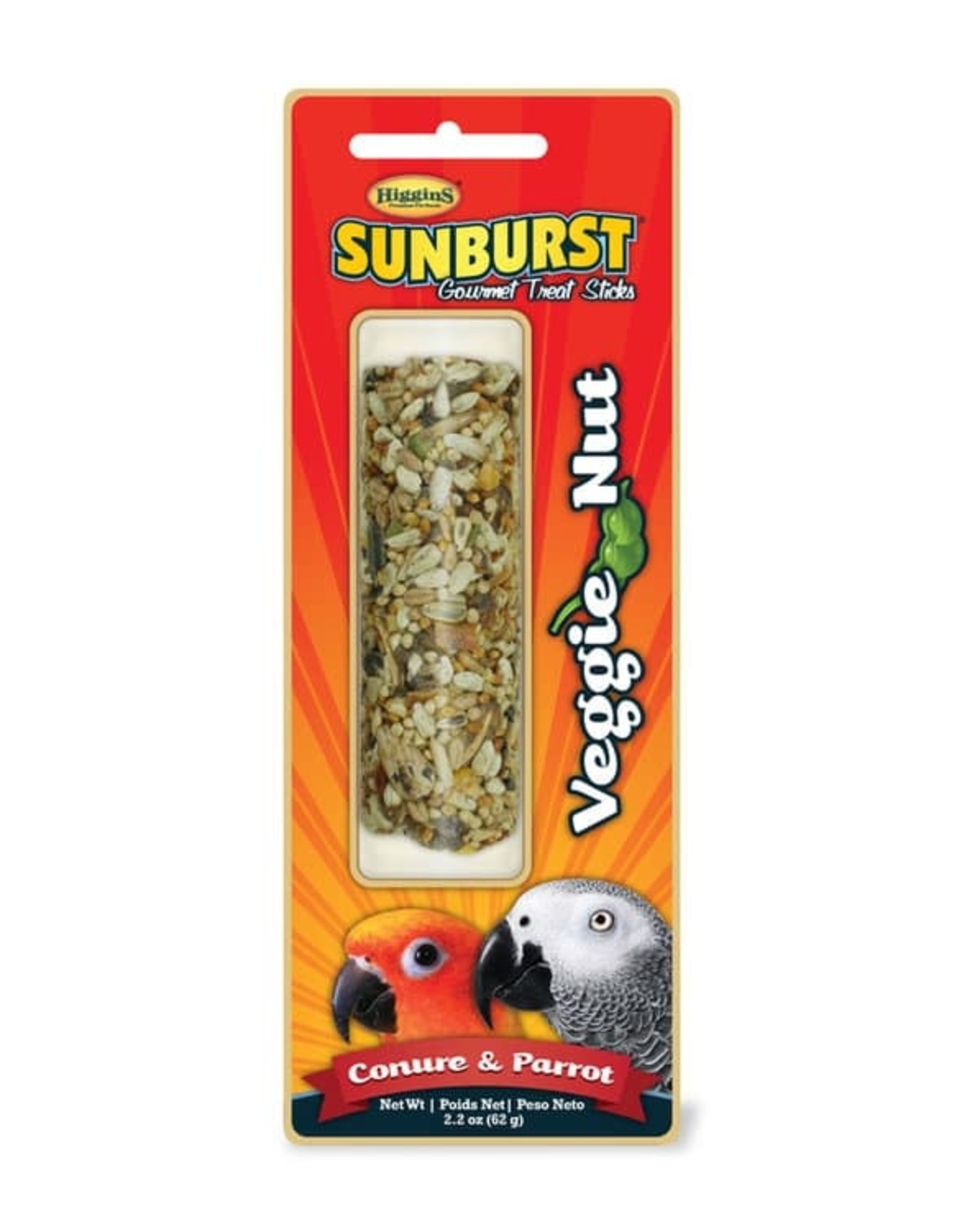 HIGGINS PREMIUM PET FOODS HIGGINS- SUNBURST- TREAT STICK- 5X2X2- VEGGIE NUT- PARROT- 2.2 OZ