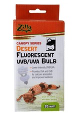 ZILLA PET PRODUCTS ZILLA- CANOPY SERIES- FLORESCENT UVB/UVA BULB- 3X3X5- 20W- DESERT