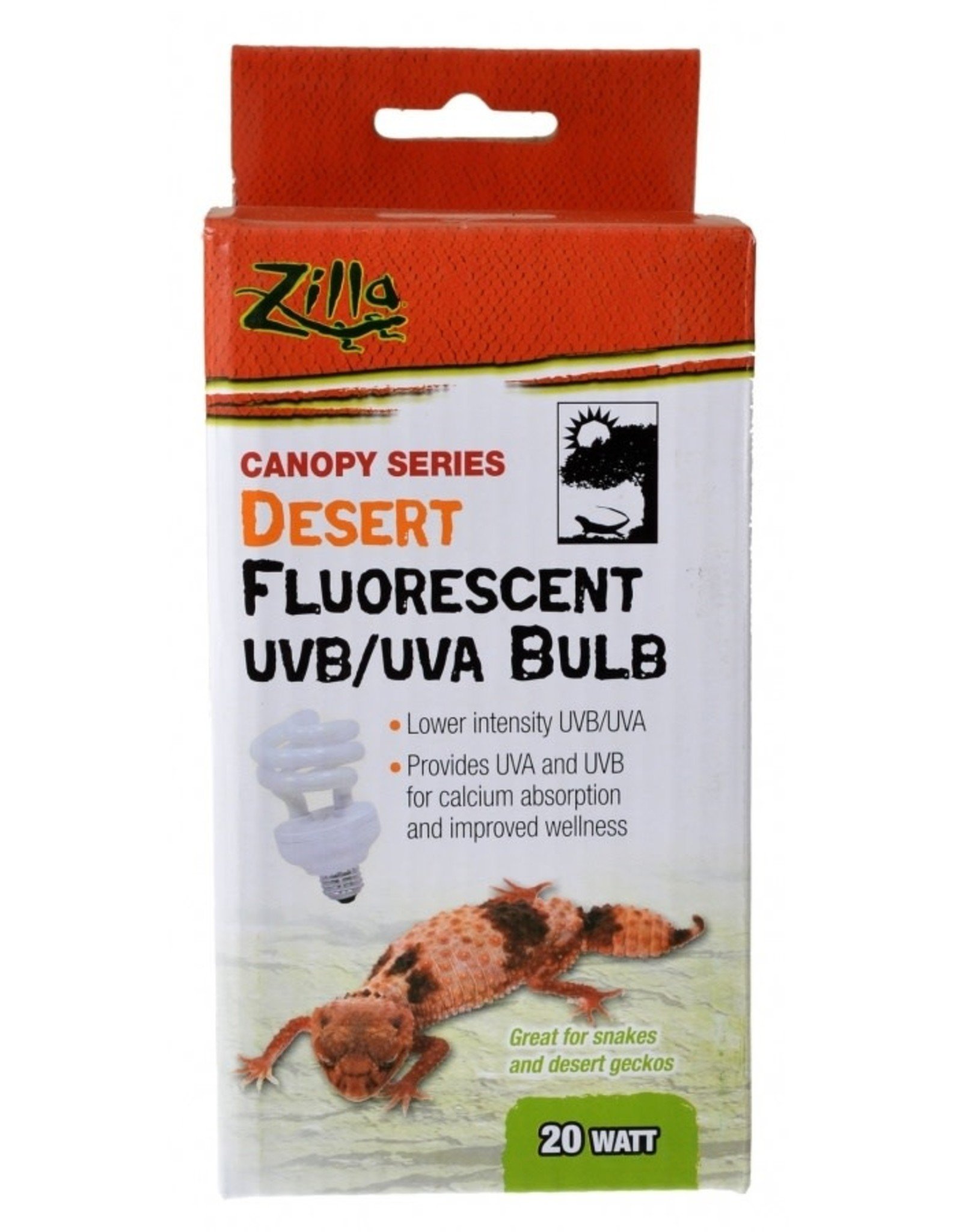 ZILLA PET PRODUCTS ZILLA- CANOPY SERIES- FLORESCENT UVB/UVA BULB- 3X3X5- 20W- DESERT