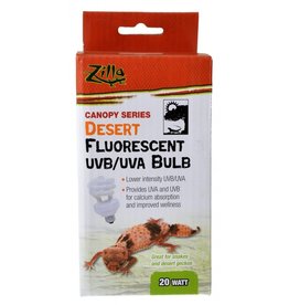 ZILLA PET PRODUCTS ZILLA- CANOPY SERIES- FLORESCENT UVB/UVA BULB- 3X3X5- 20W- DESERT