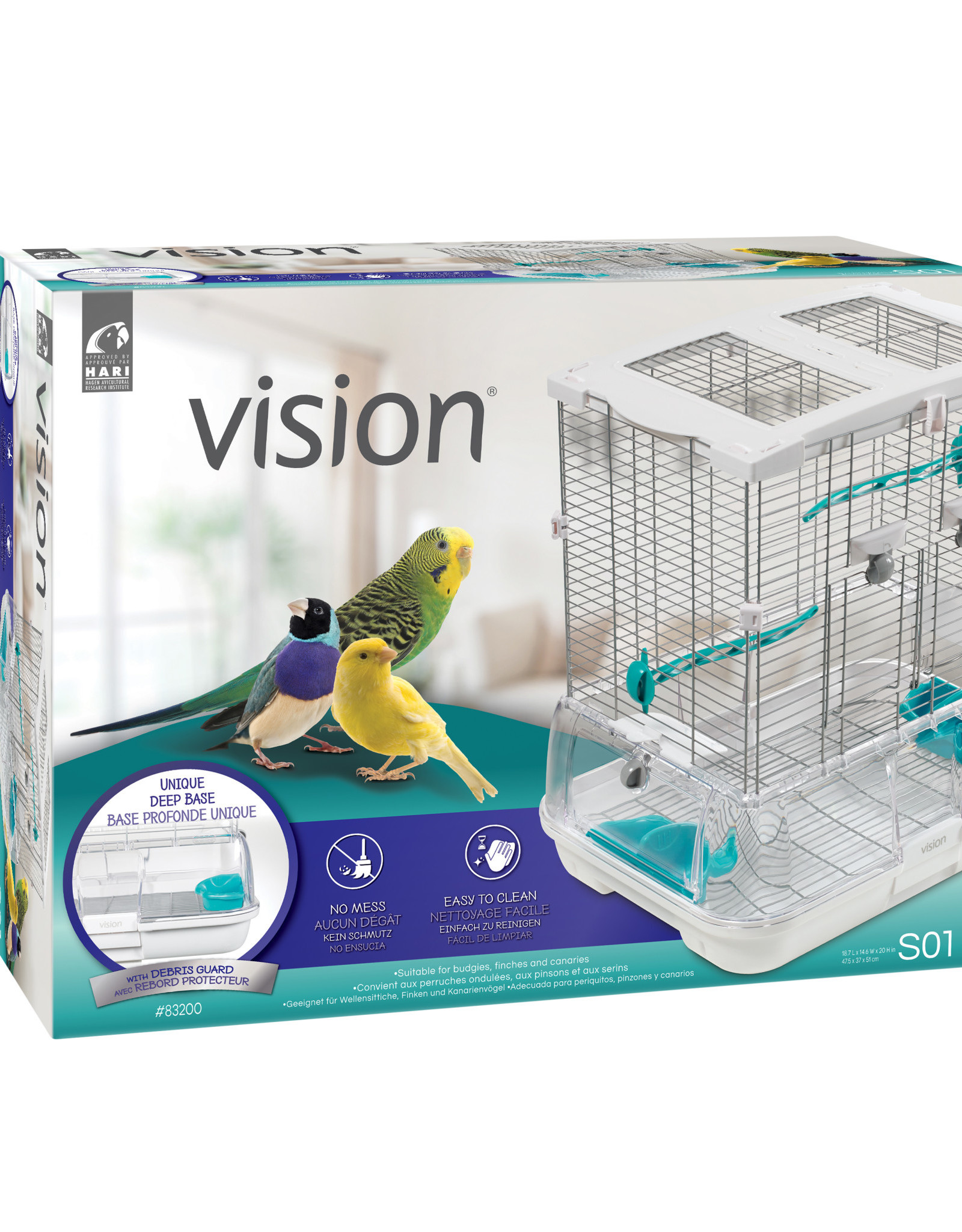 HAGEN VISION 83200 MODEL S01-BIRD CAGE- 18X15X20 - TEAL- SMALL WIRE