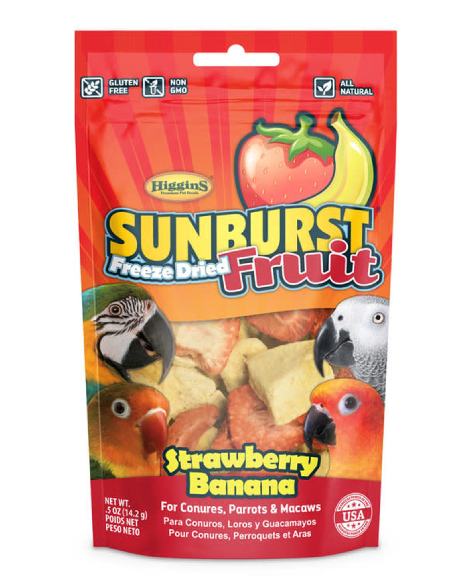 HIGGINS PREMIUM PET FOODS HIGGINS- SUNBURST- 6X4X2- FREEZE DRIED FRUIT- STRAWBERRY/BANANA TREAT- 5 OZ