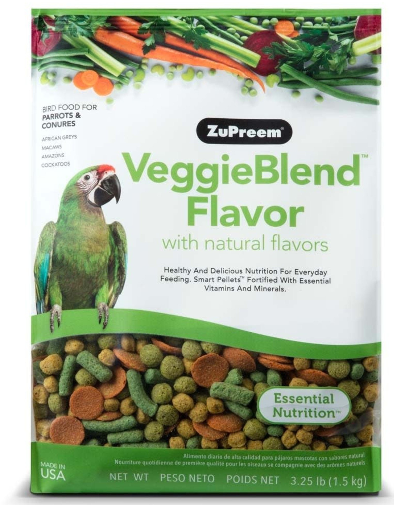 ZUPREEM ZUPREEM- VEGGIE BLEND- PELLETED DIET- 10X14X4- PARROT/CONURE- 3.25 LB