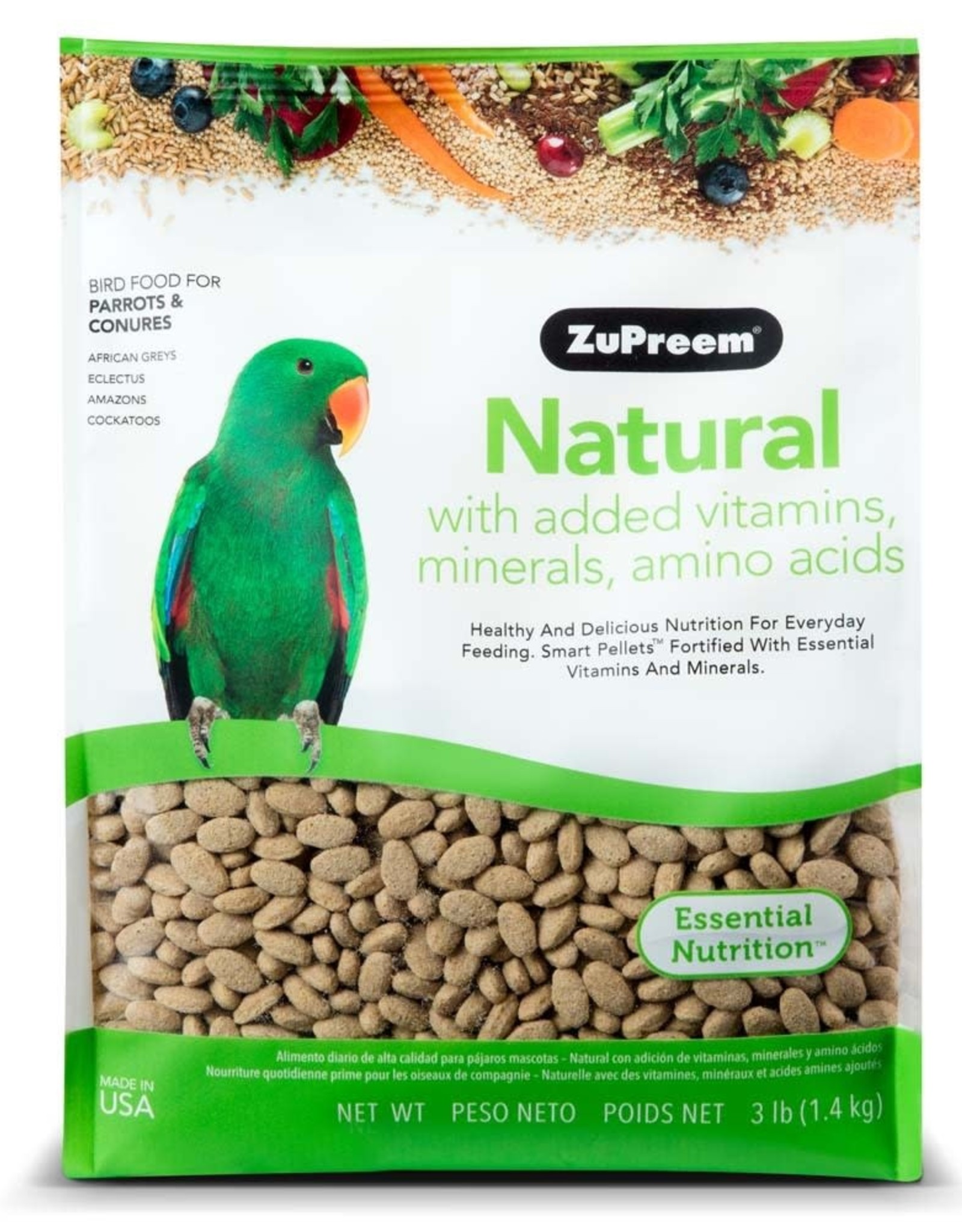 ZUPREEM ZUPREEM- NATURAL- PELLETED DIET- 10X4X14- 3 LB- PARROT/CONURE