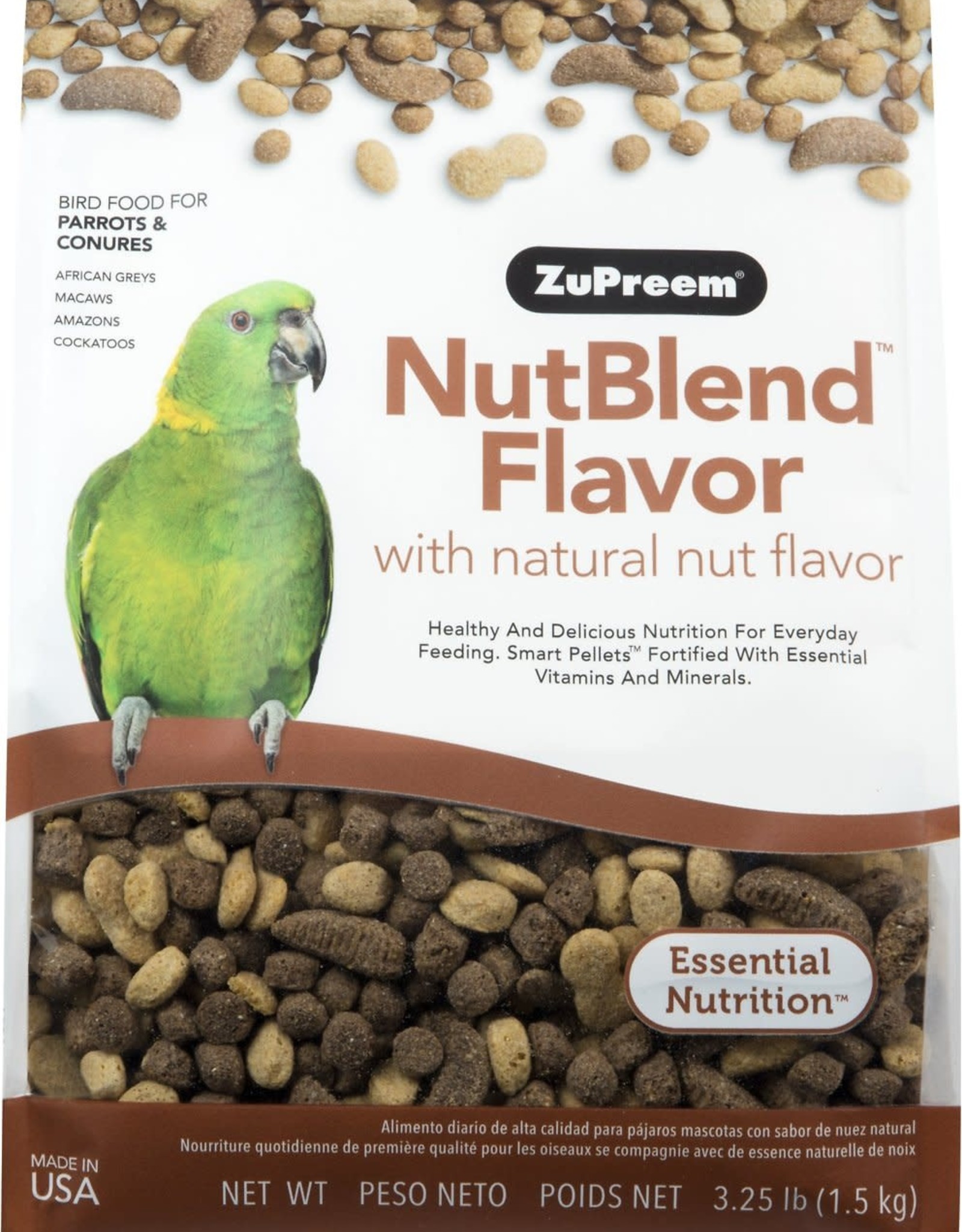 ZUPREEM ZUPREEM- NUT BLEND- PELLETED DIET- 10X4X14- 3.25 LB- PARROT/CONURE