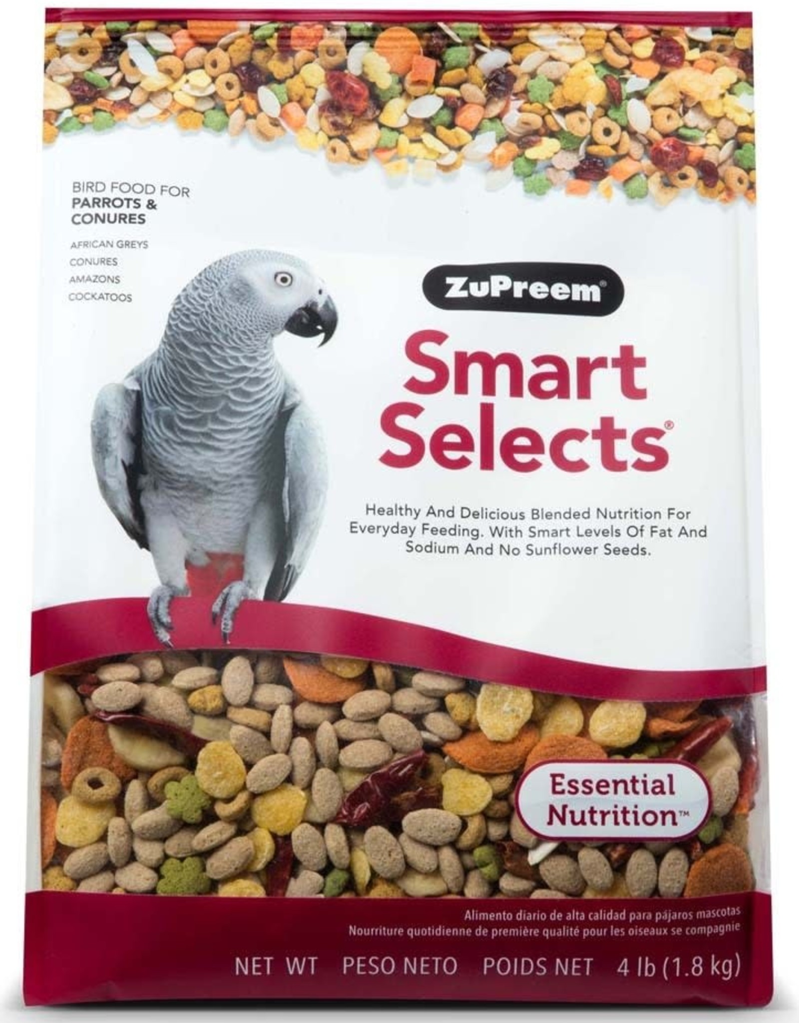 ZUPREEM ZUPREEM- SMART SELECTS- PELLET/SEED MIX- 10X4X14- 4 LB- PARROT/CONURE