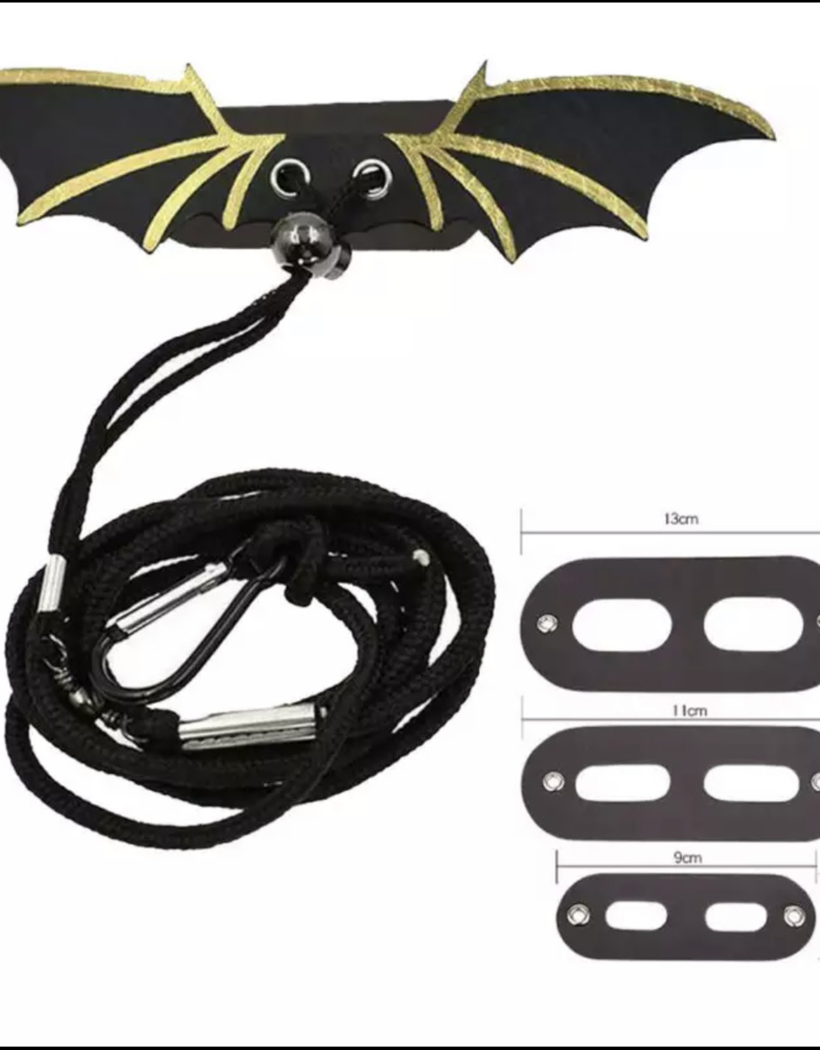 REPTILE ADJUSTABLE HARNESS/LEASH WITH WINGS- BLACK AND GOLD *THIS SET HAS 3 SIZES