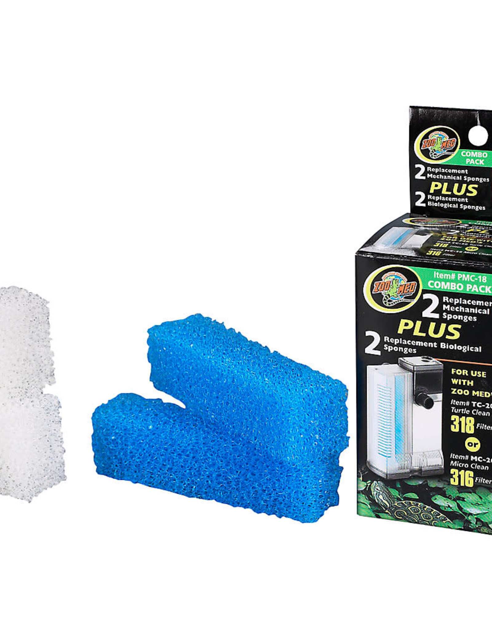 ZOO MED LABORATORIES, INC. ZOO MED- PMC-18- REPLACEMENT SPONGE- FOR TURTLE CLEAN 318 OR MICRO CLEAN 316 FILTERS- 4x2.5x2.5- COMBO- 4 PACK