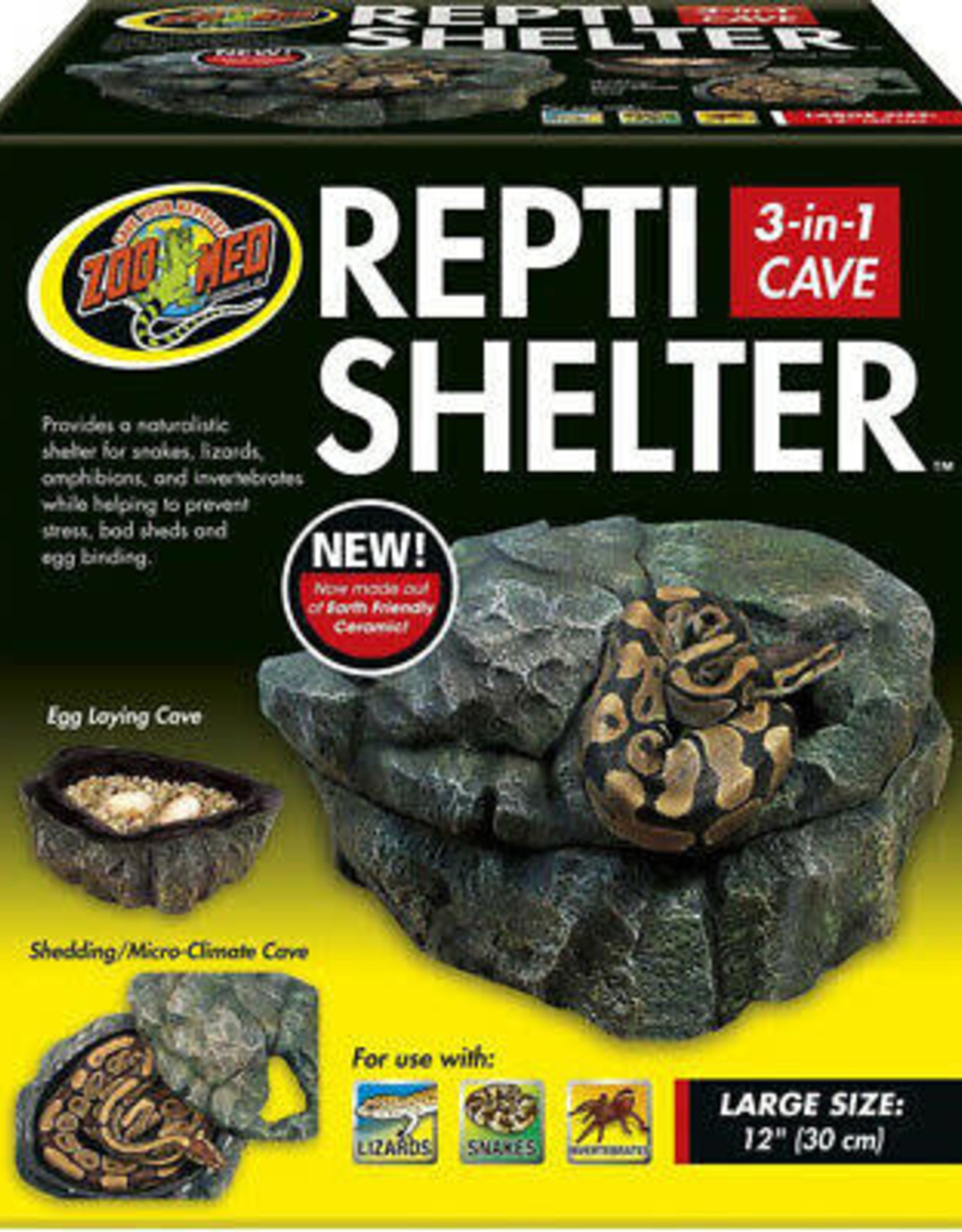 ZOO MED LABORATORIES, INC. ZOO MED- RC-32- REPTI SHELTER- HIDE- 3 IN 1 CAVE- 13X12.25X9.5- LARGE*