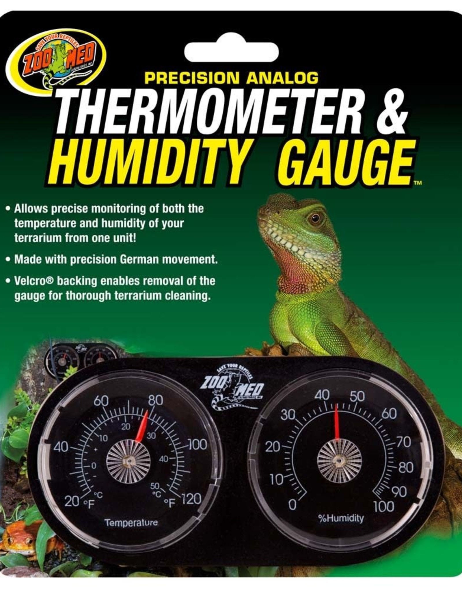 ZOO MED LABORATORIES, INC. ZOO MED- TH-22- ANALOG THERMOMETER HUMIDITY GAUGE- 2.5X2.5X.5