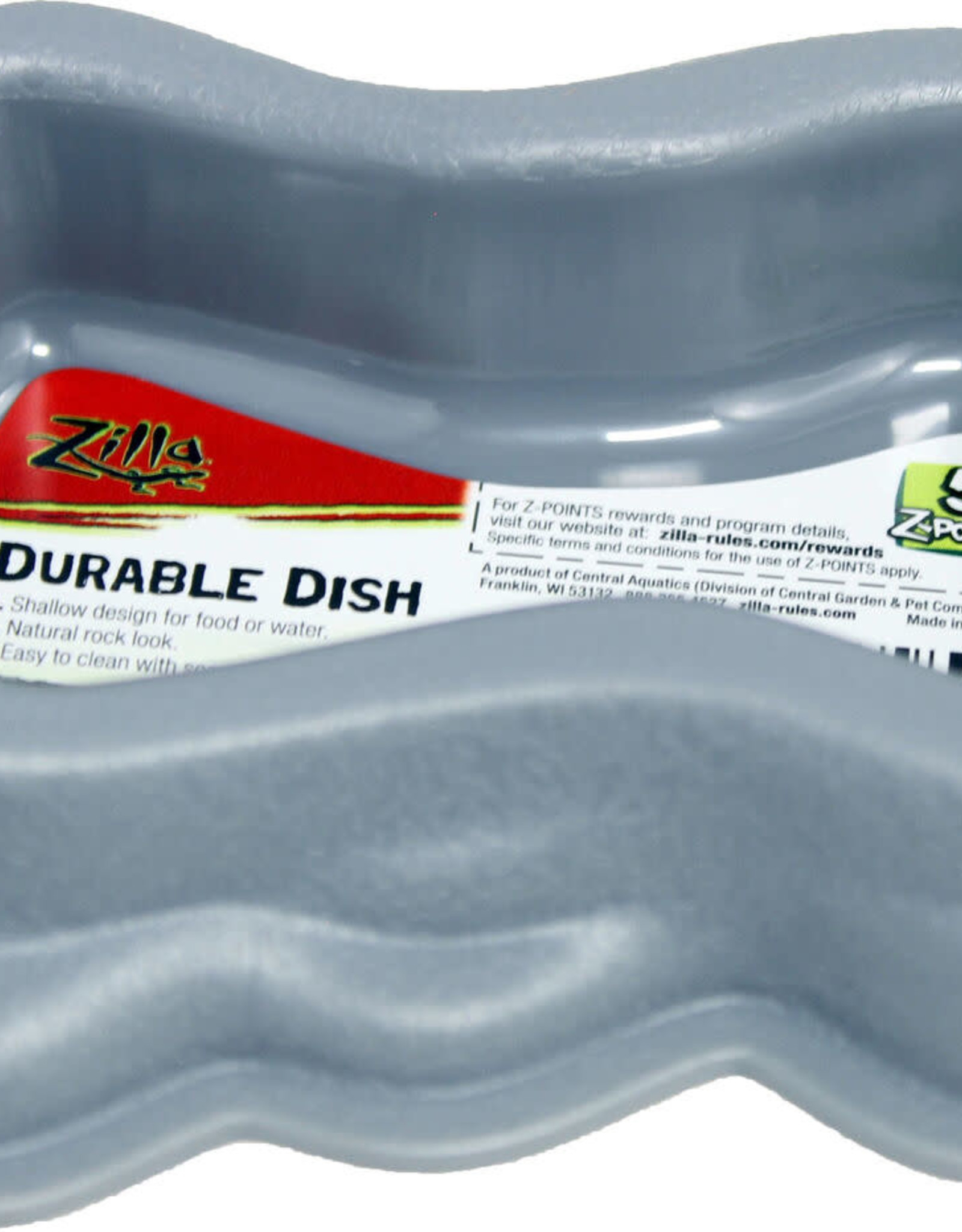 ZILLA PET PRODUCTS ZILLA- DURABLE DISH- 6.5 x 4 x 1.25- MEDIUM- GREY