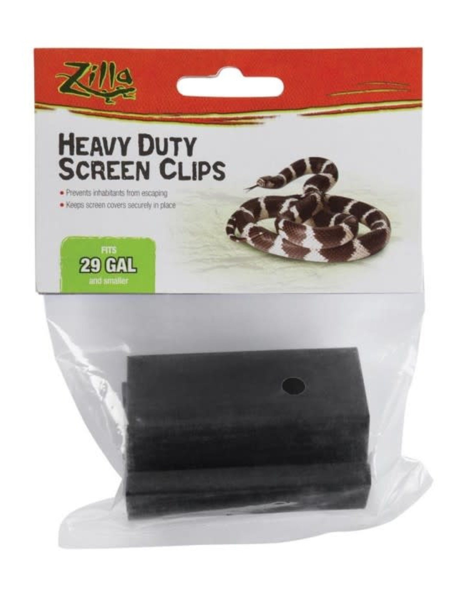 ZILLA PET PRODUCTS ZILLA- SCREEN CLIPS-  HEAVY DUTY- 6X4X1- SMALL- 29 GALLON