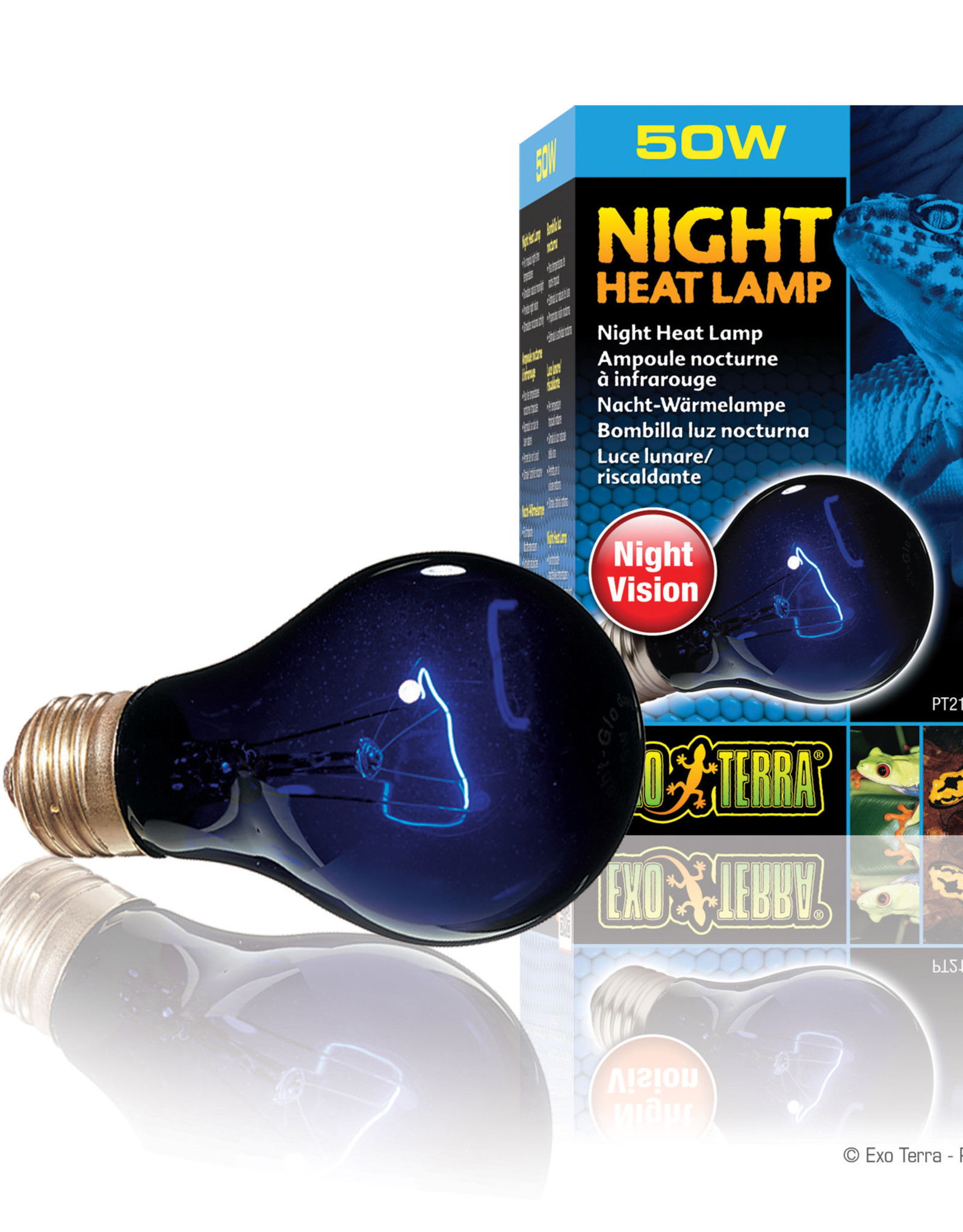 EXO TERRA EXO TERRA- PT2126- NIGHT HEAT- MOONLIGHT LAMP/BULB- BLUE GLASS- 3X3X5- 50W