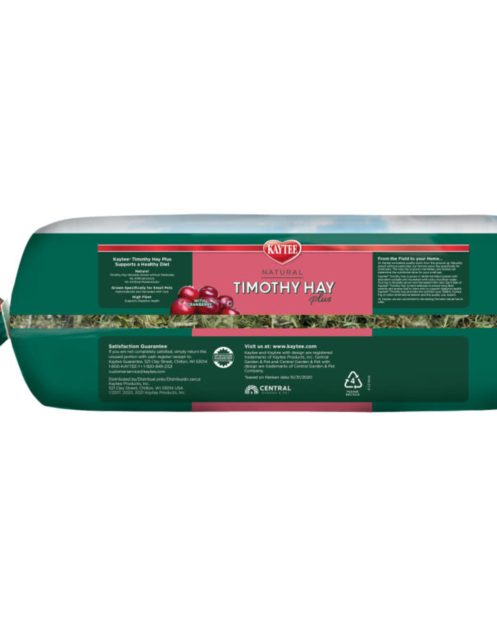 CENTRAL - KAYTEE PRODUCTS KAYTEE- NATURAL- 16X7X5- TIMOTHY HAY PLUS- CRANBERRY 24 OZ