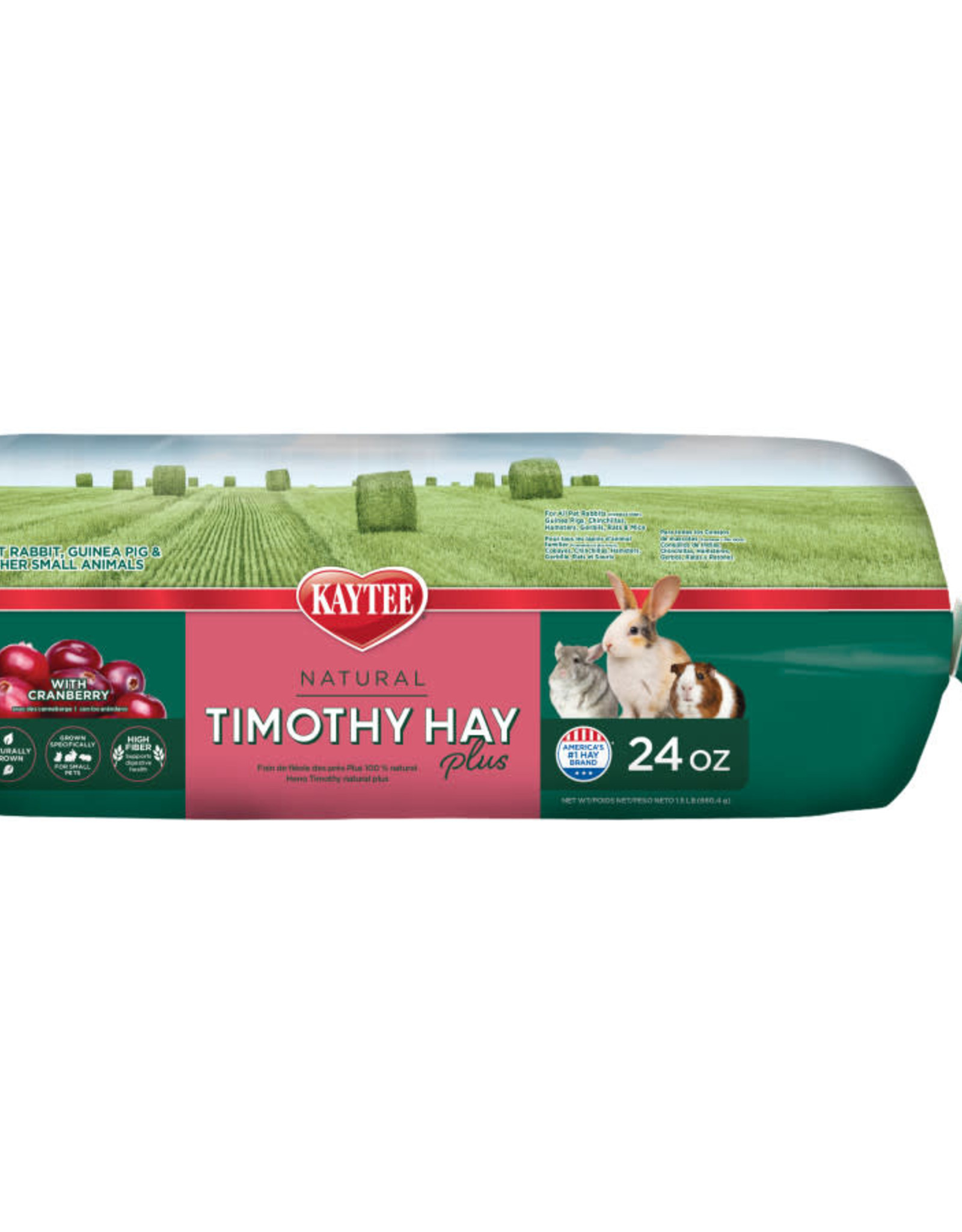 CENTRAL - KAYTEE PRODUCTS KAYTEE- NATURAL- 16X7X5- TIMOTHY HAY PLUS- CRANBERRY 24 OZ